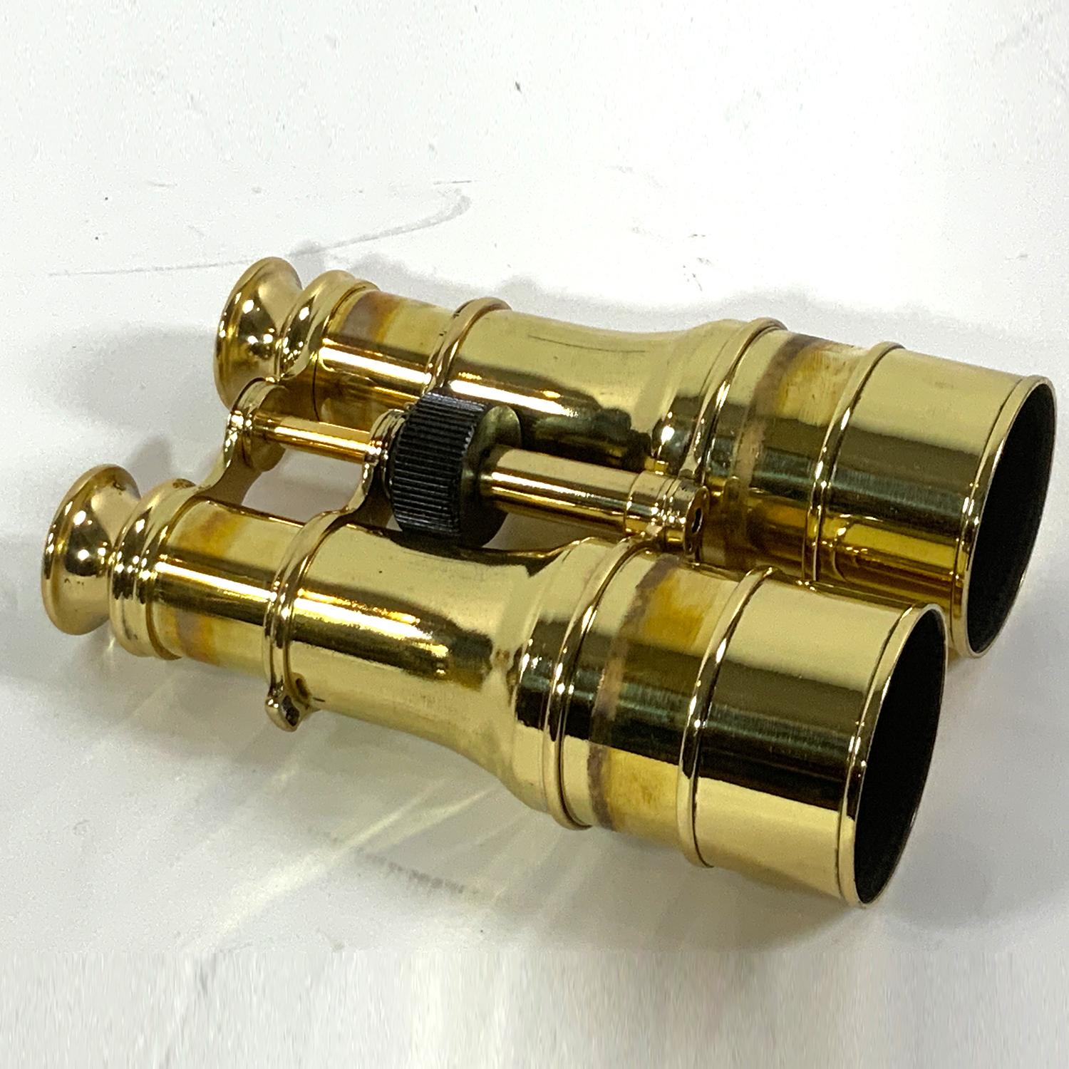 Brass Heavy Pair of Highly Polished Library Binoculars For Sale