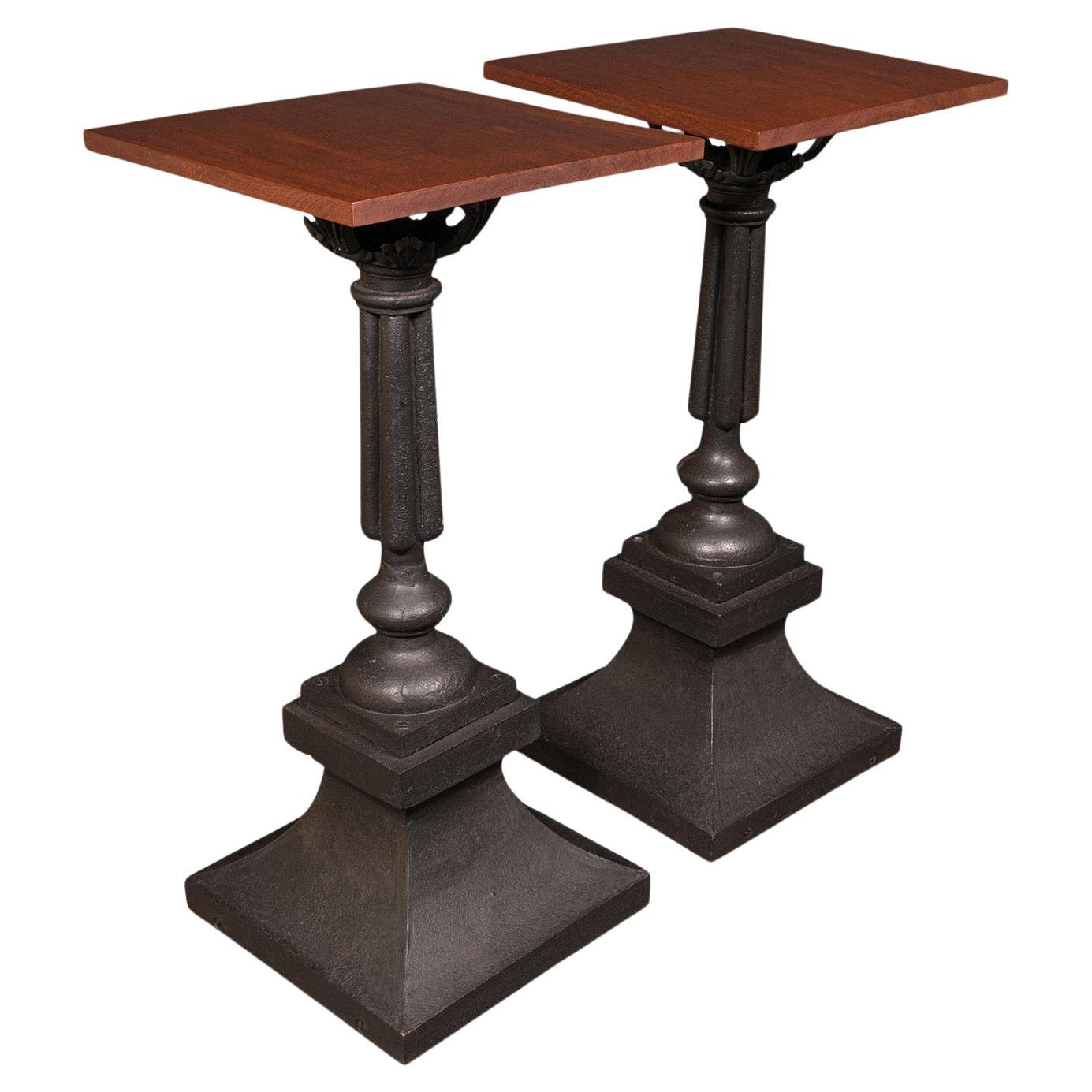 Heavy Pair Of Portico Tables, English, Iron, Statuary, Planter Stand, Victorian