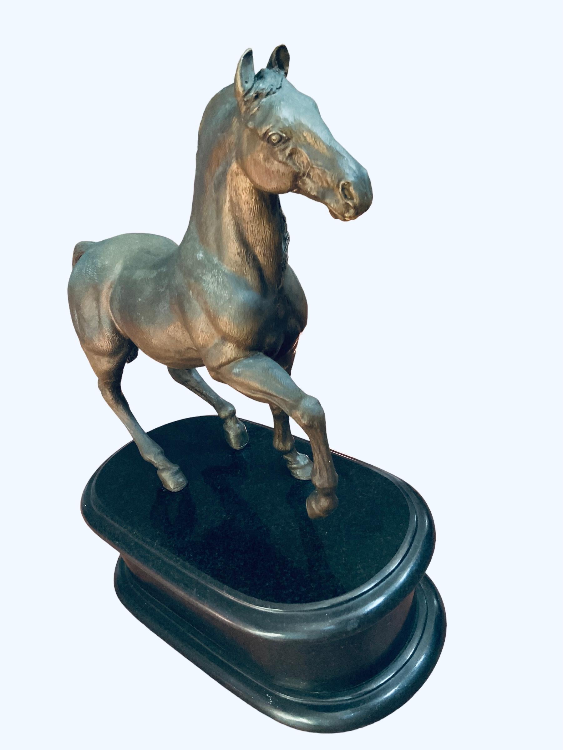 Renaissance Revival Heavy Patinated Bronze Sculpture Of A “Paso Fino” Horse For Sale