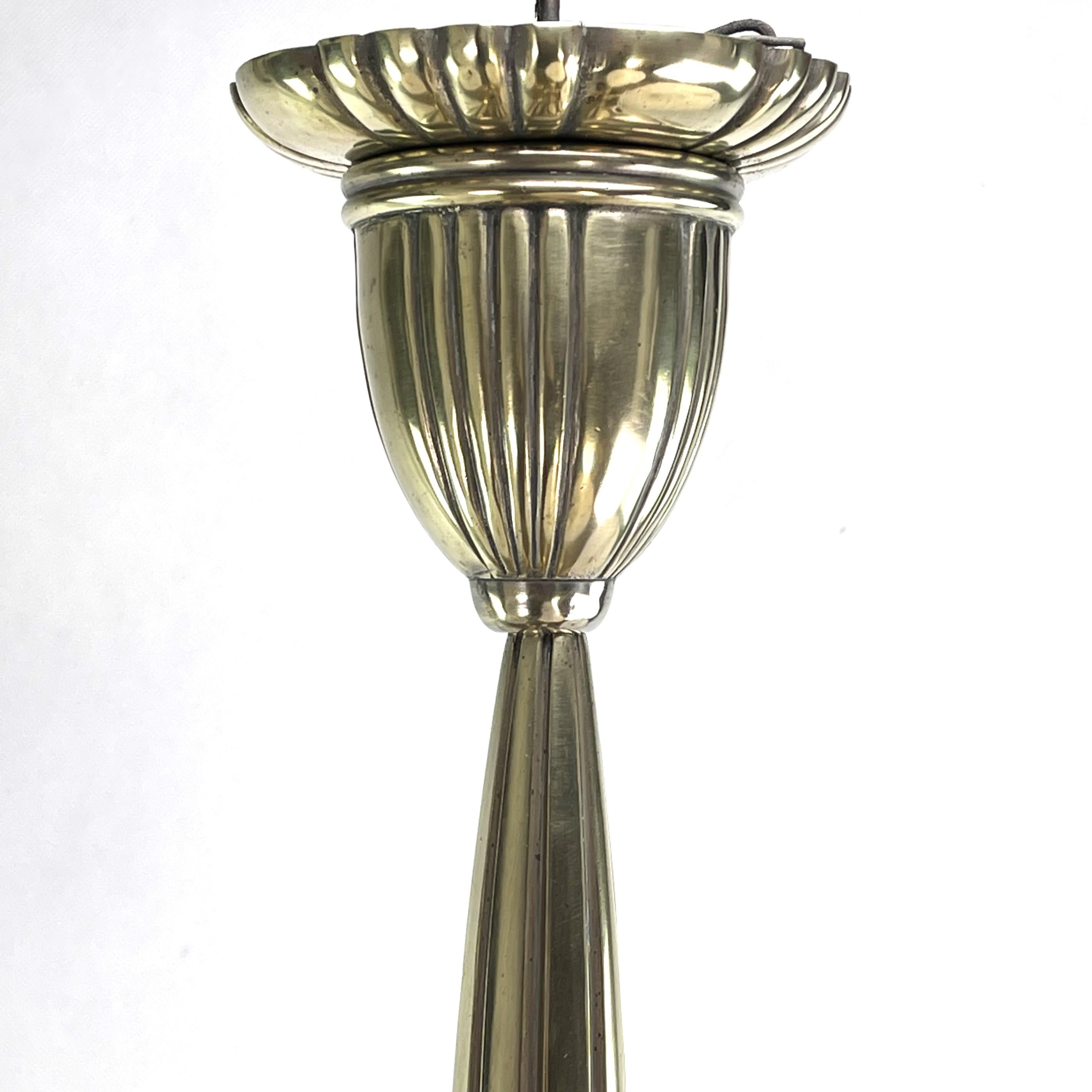 Schwerer Petitot  Hängeleuchte aus Bronze im Art déco-Stil, Alabaster, 1930er Jahre im Angebot 1