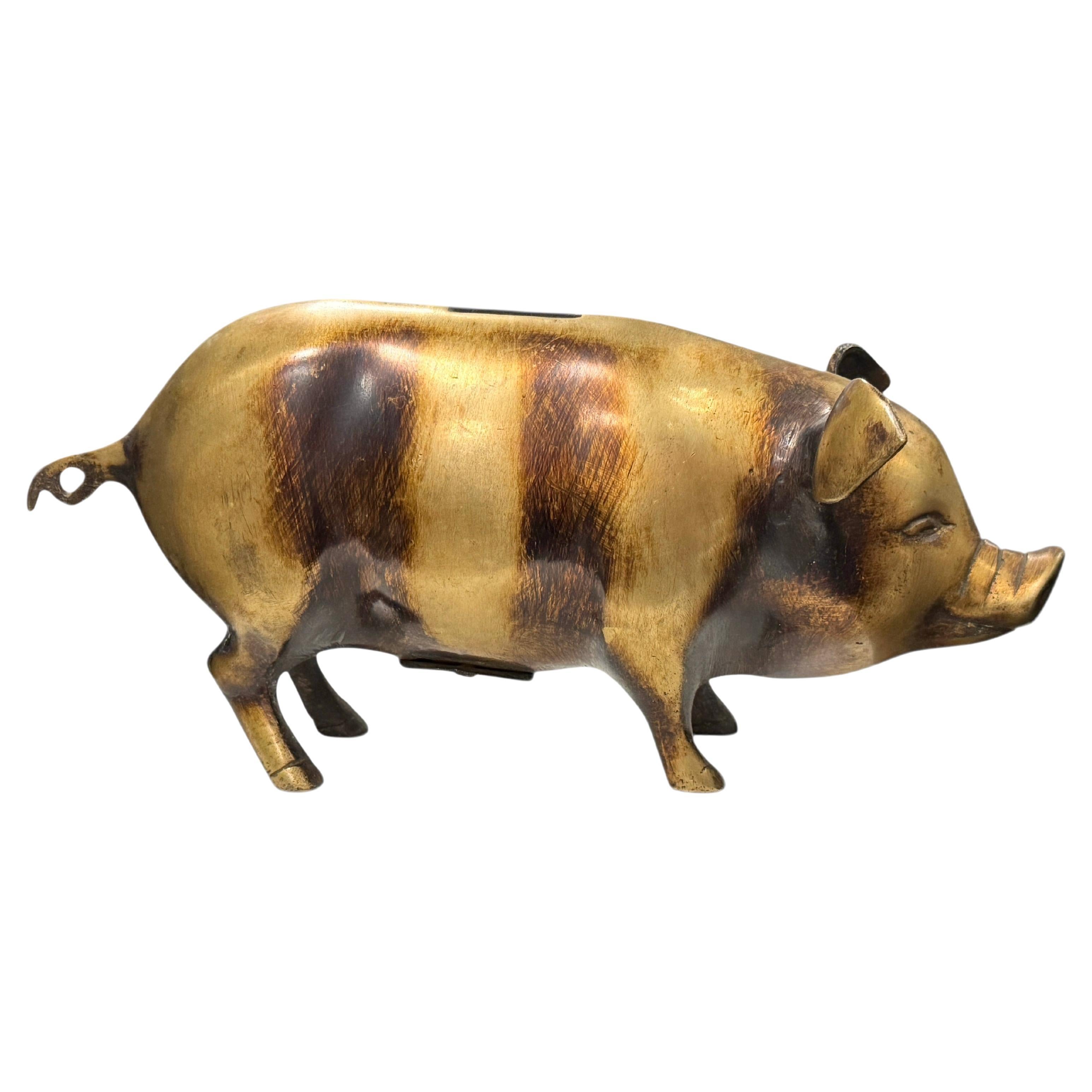 Tirelire en métal en forme de cochon, Vintage, 1950s