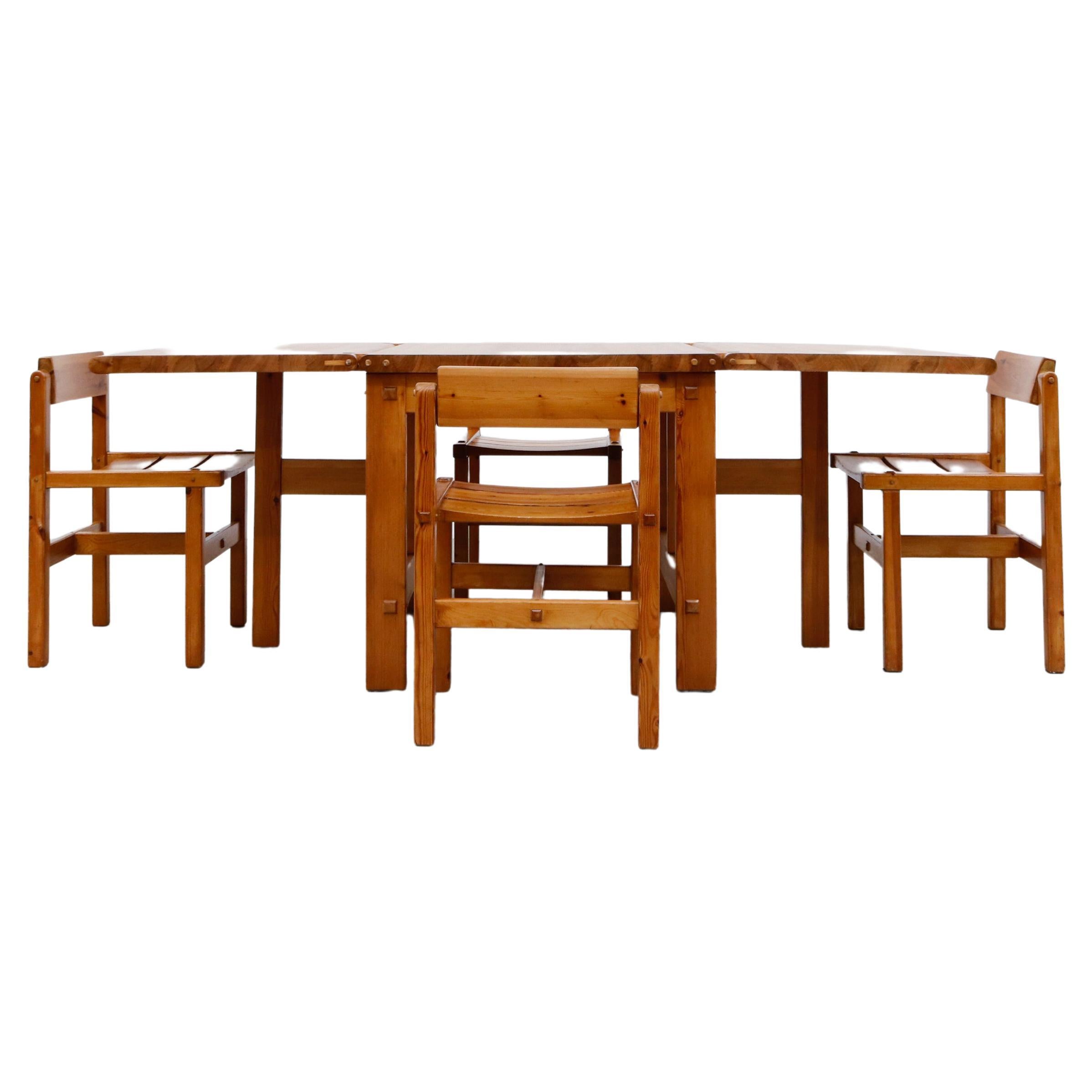 Heavy Pine “Trybo” Dining Set by Edvin Helseth