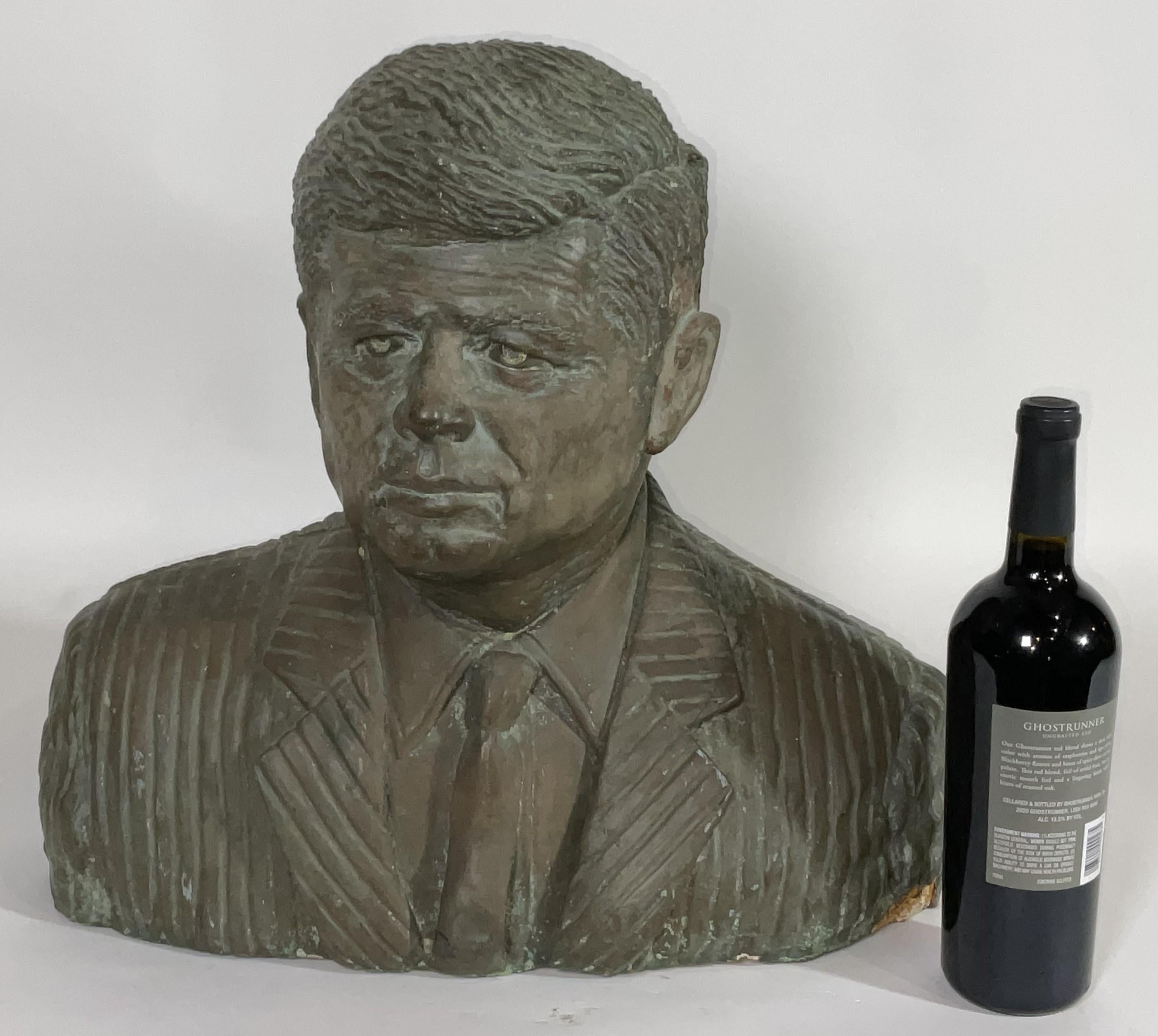 North American Heavy Plastered Bust of John F. Kennedy For Sale