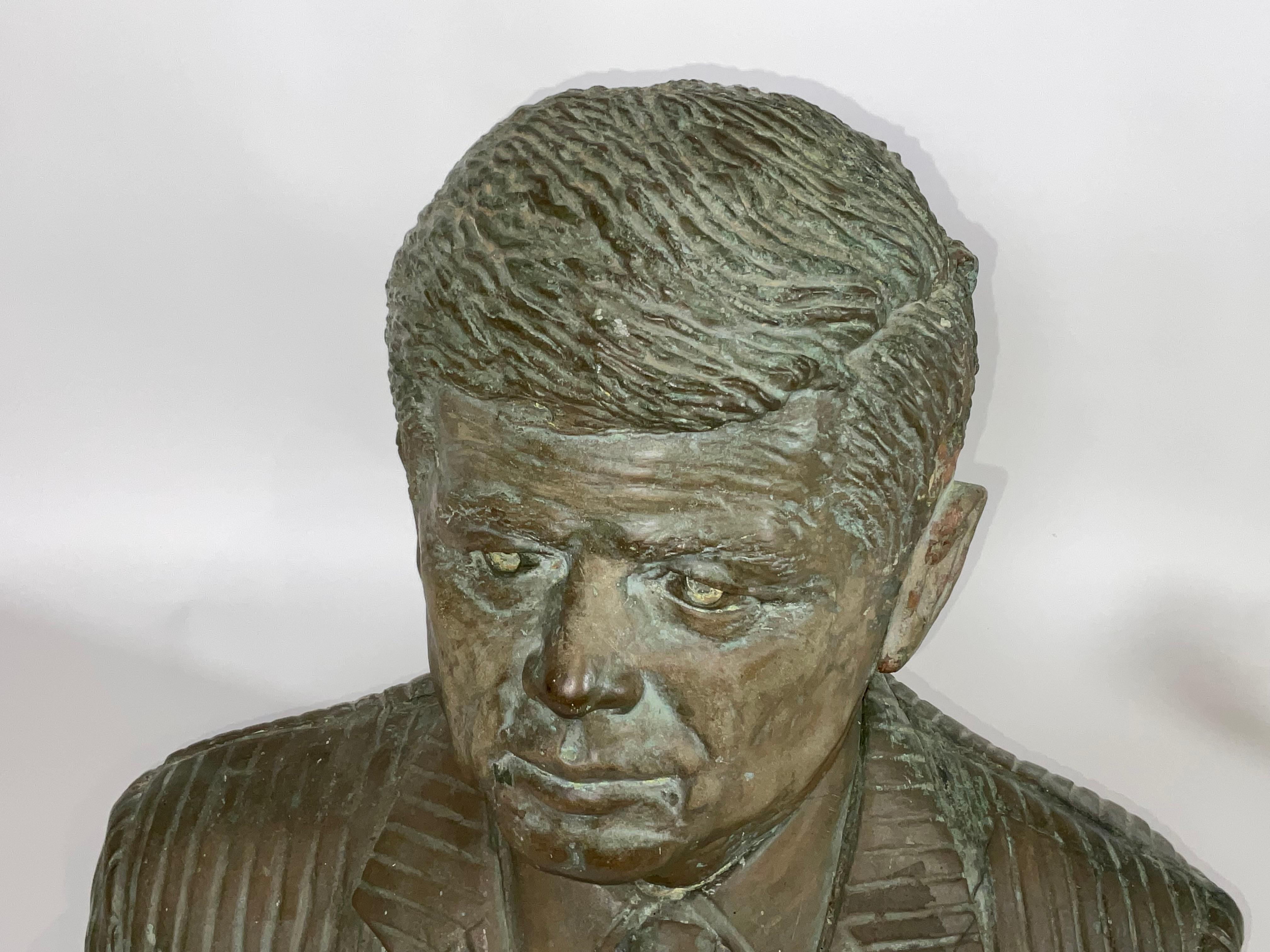 Heavy Plastered Bust of John F. Kennedy In Good Condition For Sale In Norwell, MA