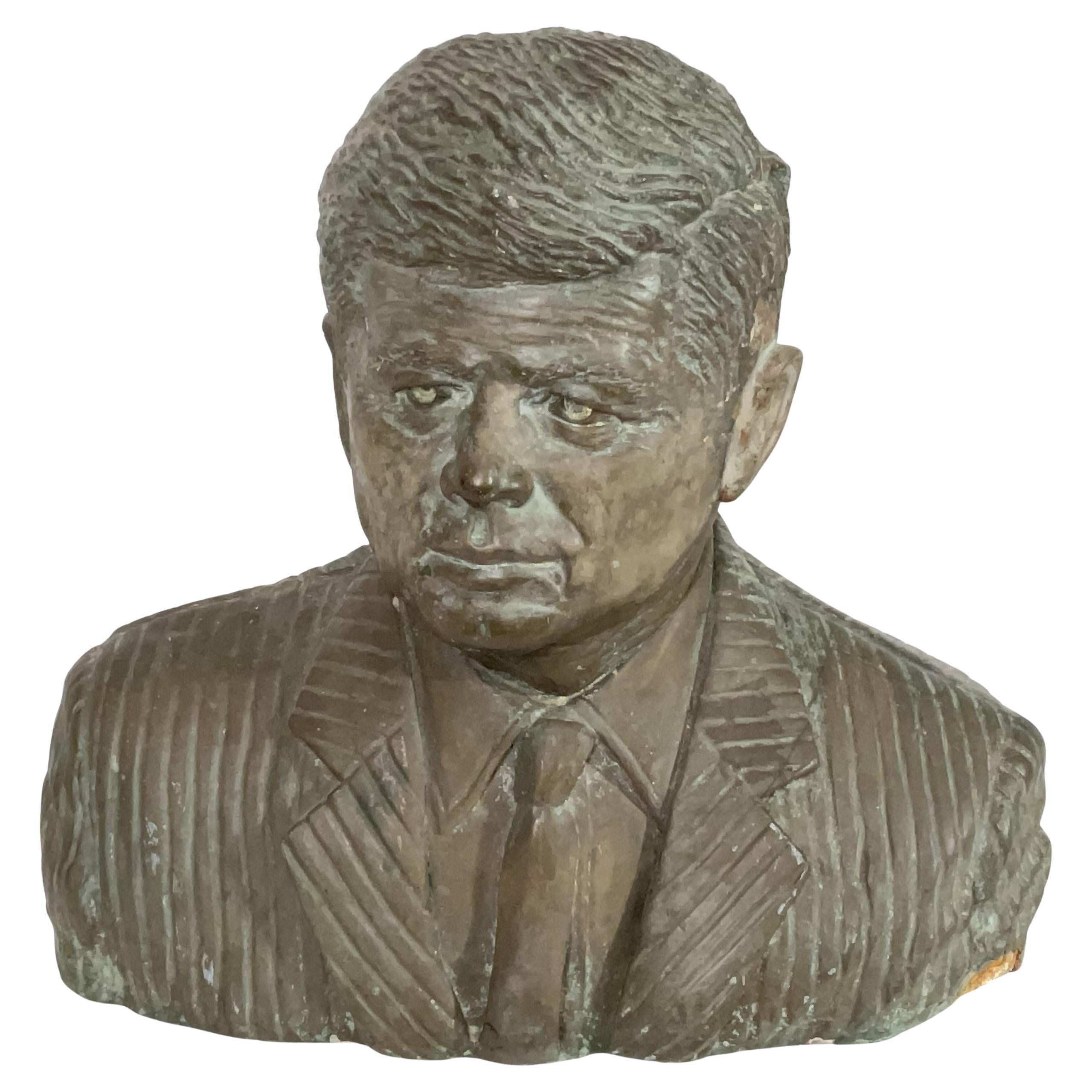 Heavy Plastered Bust of John F. Kennedy For Sale