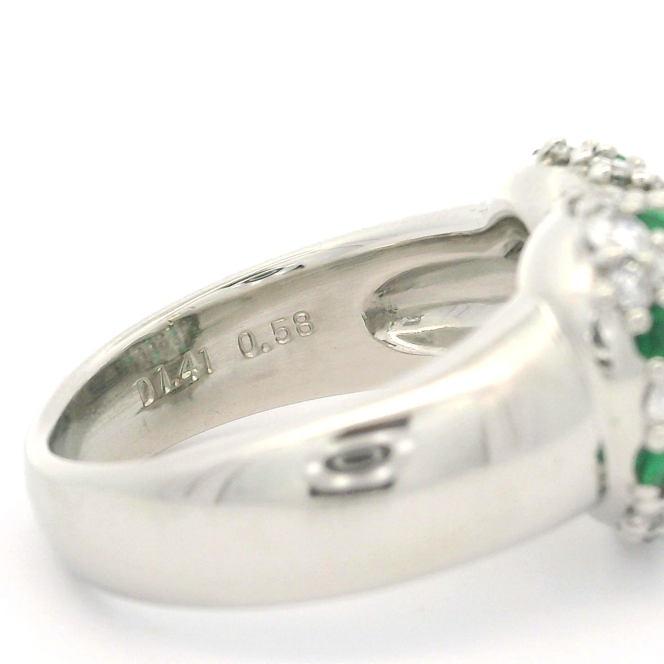 Anello di alta qualità in platino pesante con diamanti e smeraldi in pavé da 1,99 ct. in vendita 2