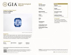 Heavy Platinum 3.12ct GIA Step Cut No Heat Ceylon Sapphire Bezel East West Ring
