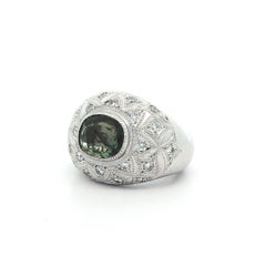 Heavy Platinum AGL 3.43ctw Green To Pink Alexandrite & Diamond Wide Domed Ring