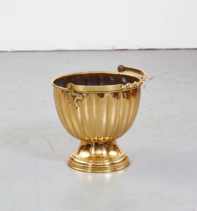 English Fluted Brass Champagne Bucket For Sale