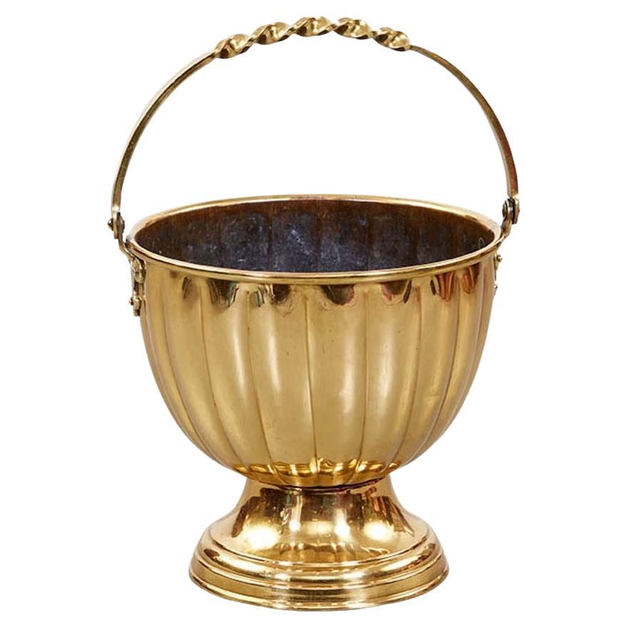 Fluted Brass Champagne Bucket For Sale