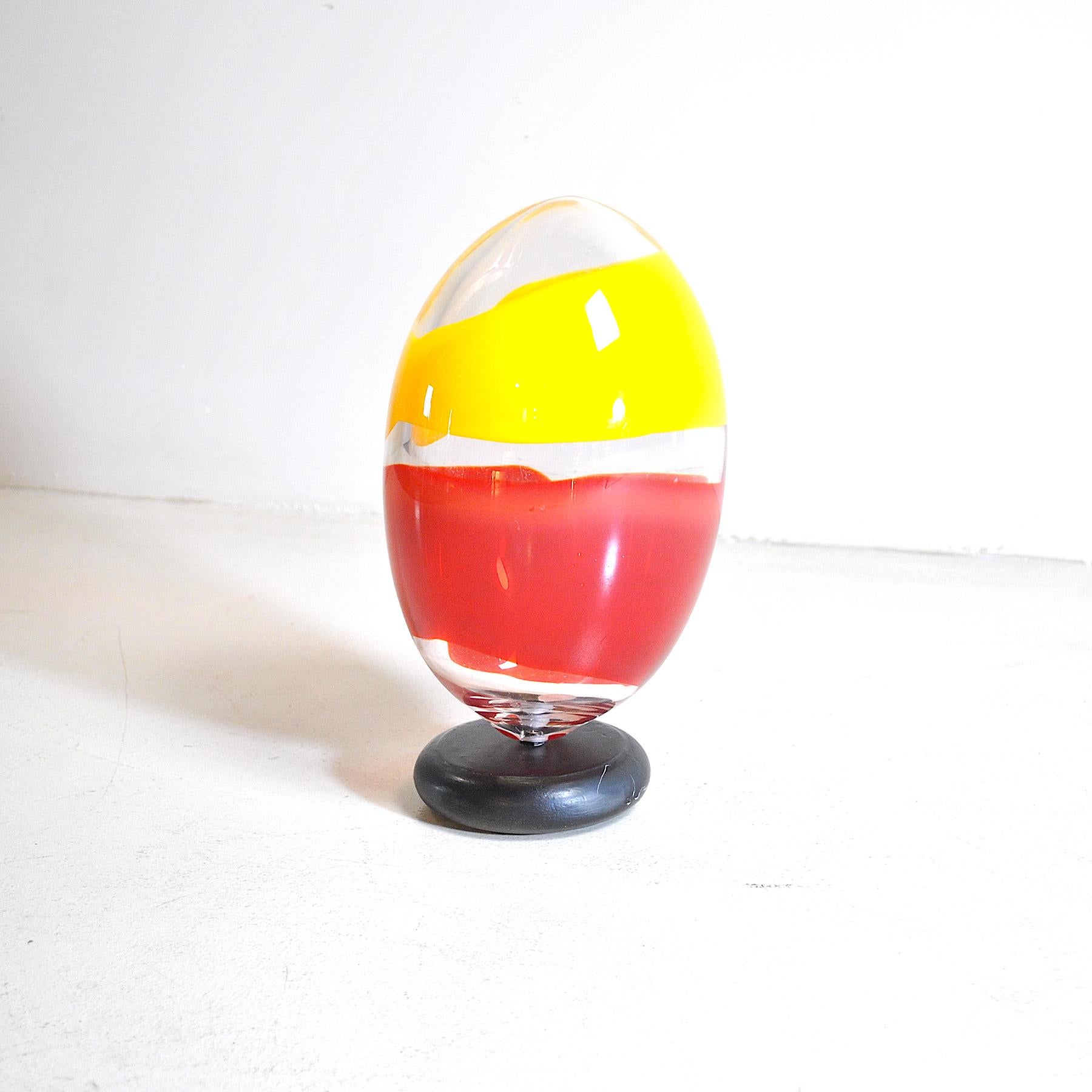 Italian Heavy Polychrome Glass Egg Sculpture For Sale