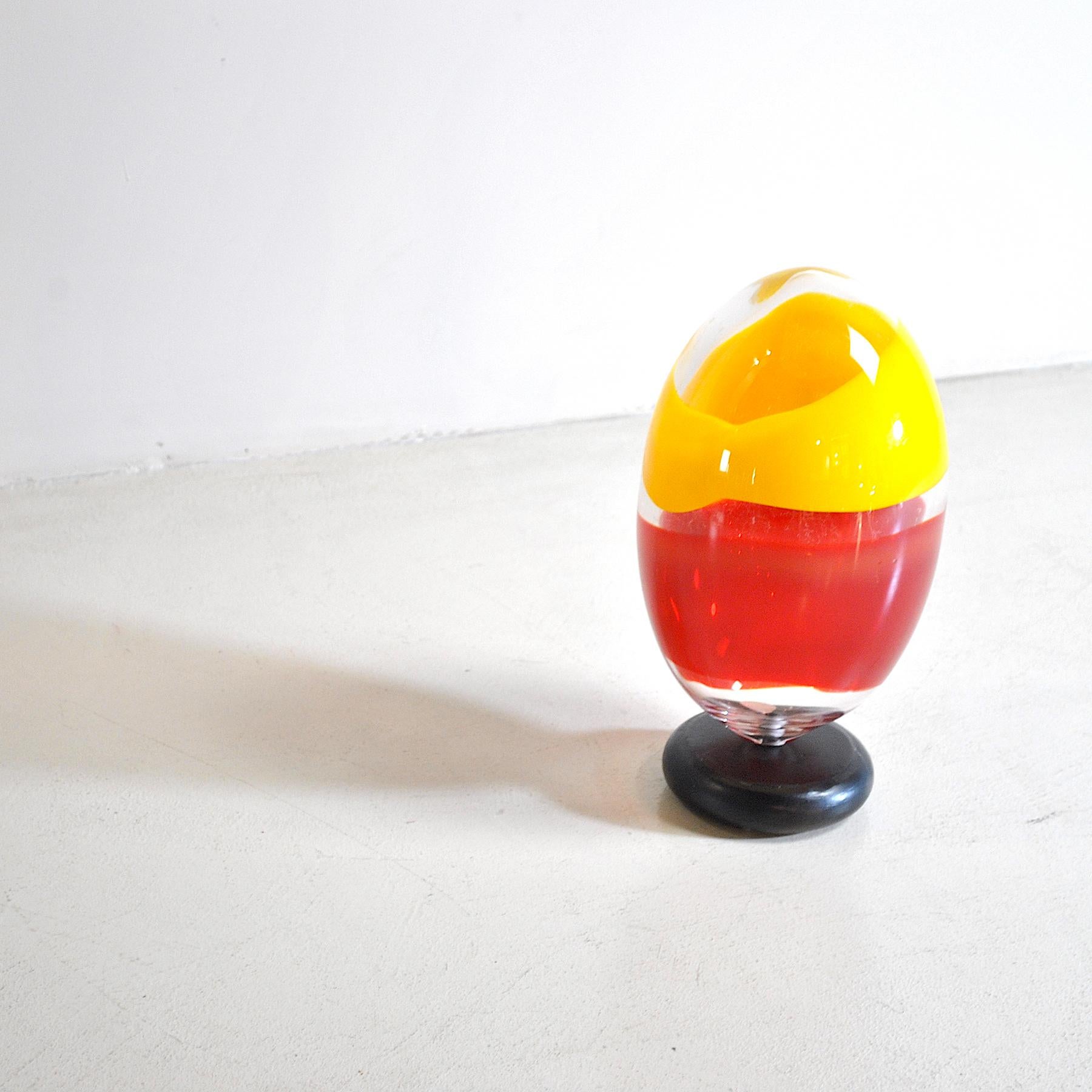 Mid-20th Century Heavy Polychrome Glass Egg Sculpture For Sale