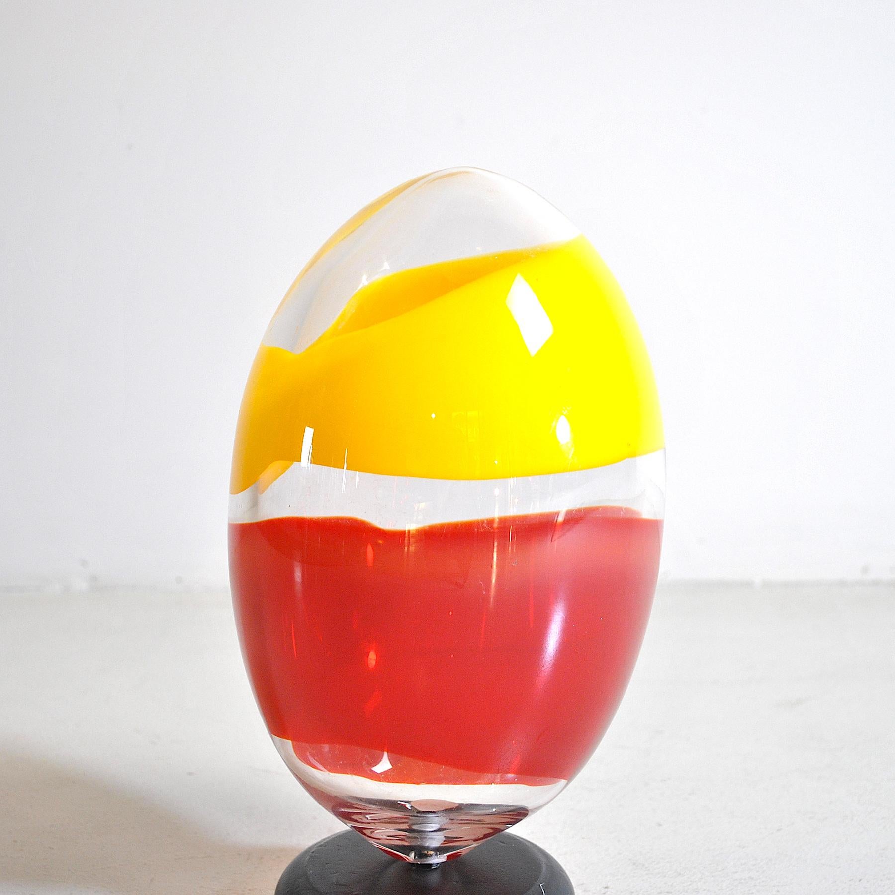 Heavy Polychrome Glass Egg Sculpture For Sale 1