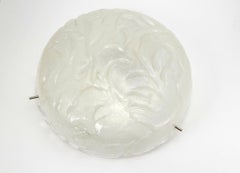 Heavy Pressed Frosted Glass Ceiling Light, in the Manner of Kalmar, 1970s