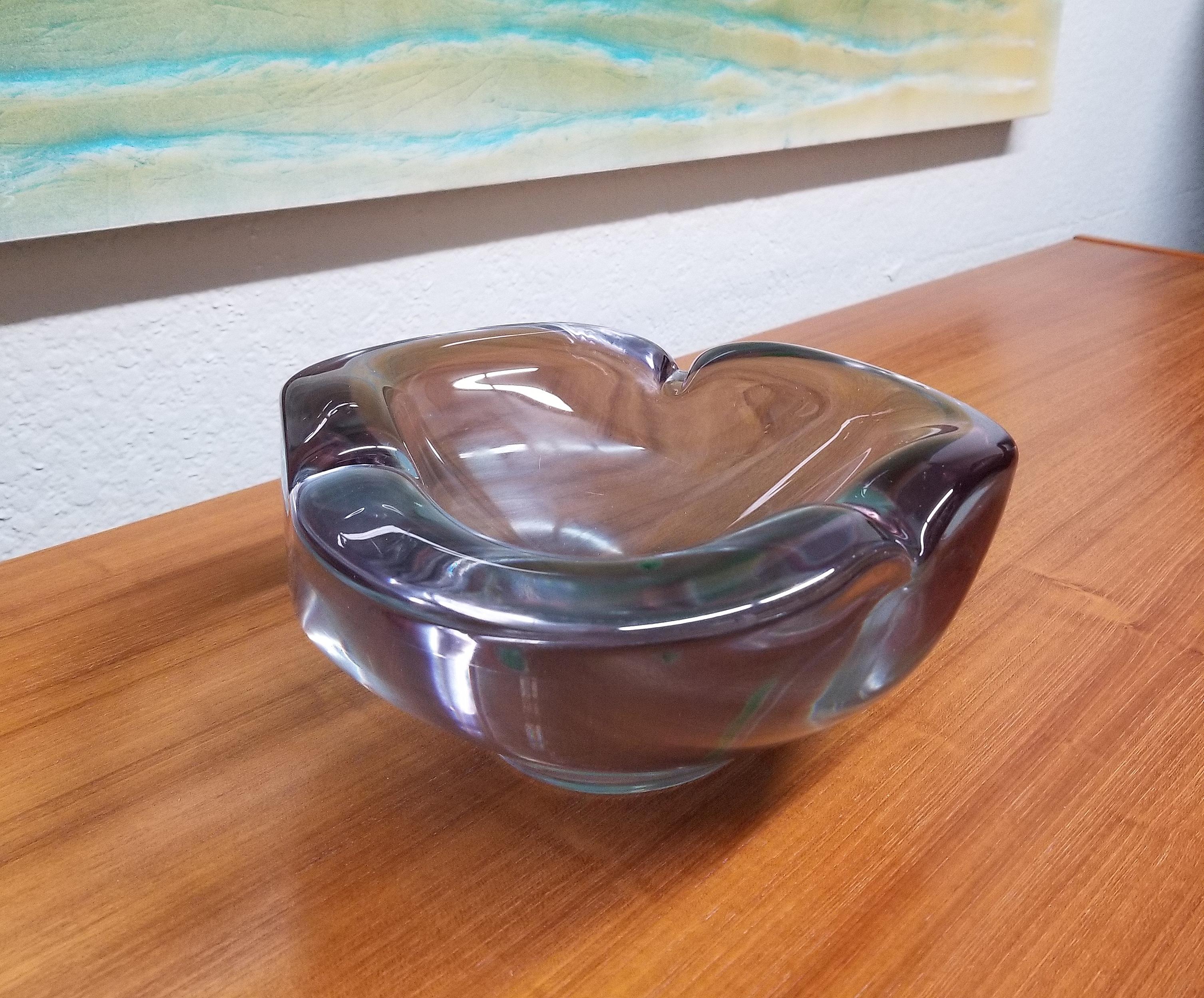 Heavy Purple Murano Glass Ashtray by Renato Anatrà In Good Condition For Sale In Miami, FL