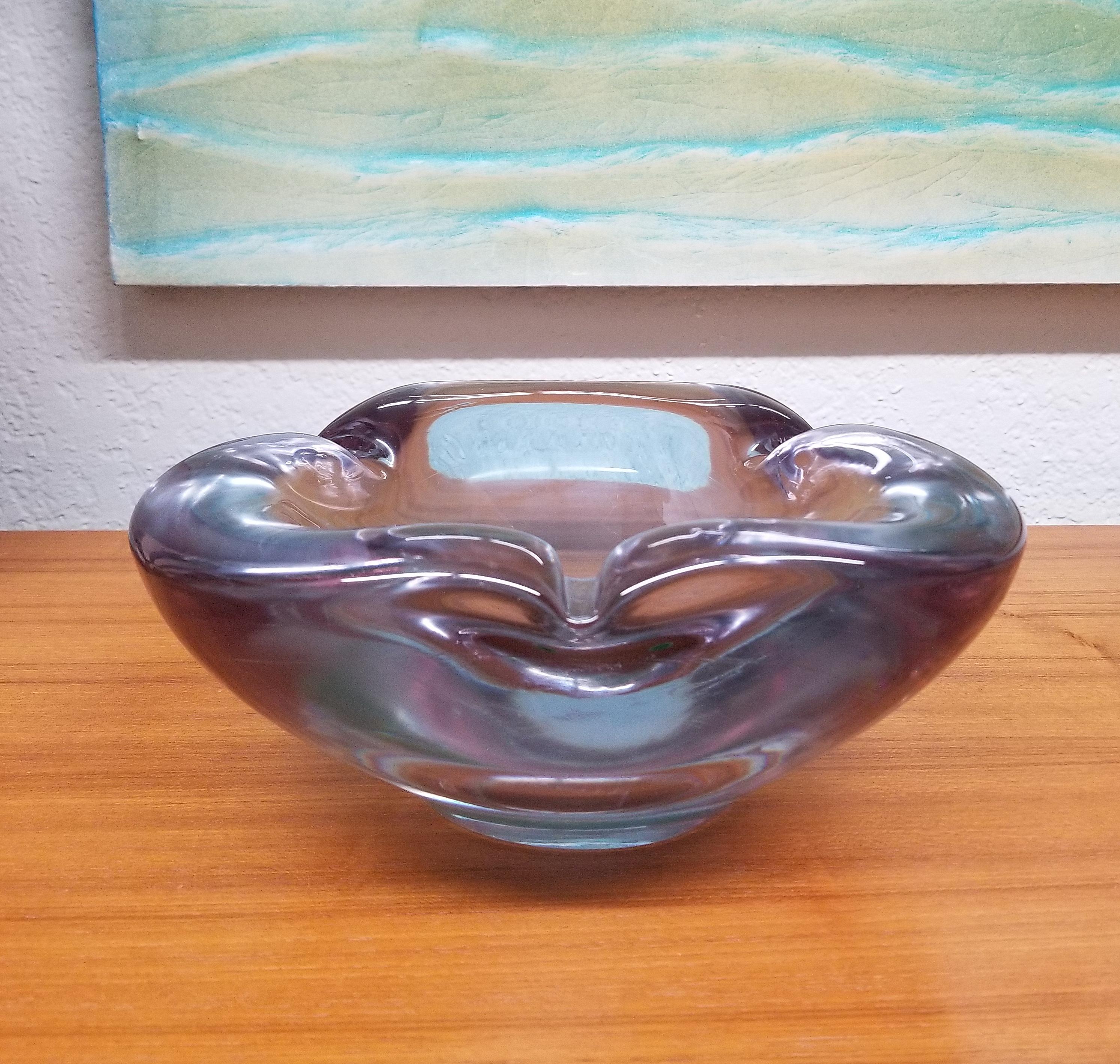 Late 20th Century Heavy Purple Murano Glass Ashtray by Renato Anatrà For Sale