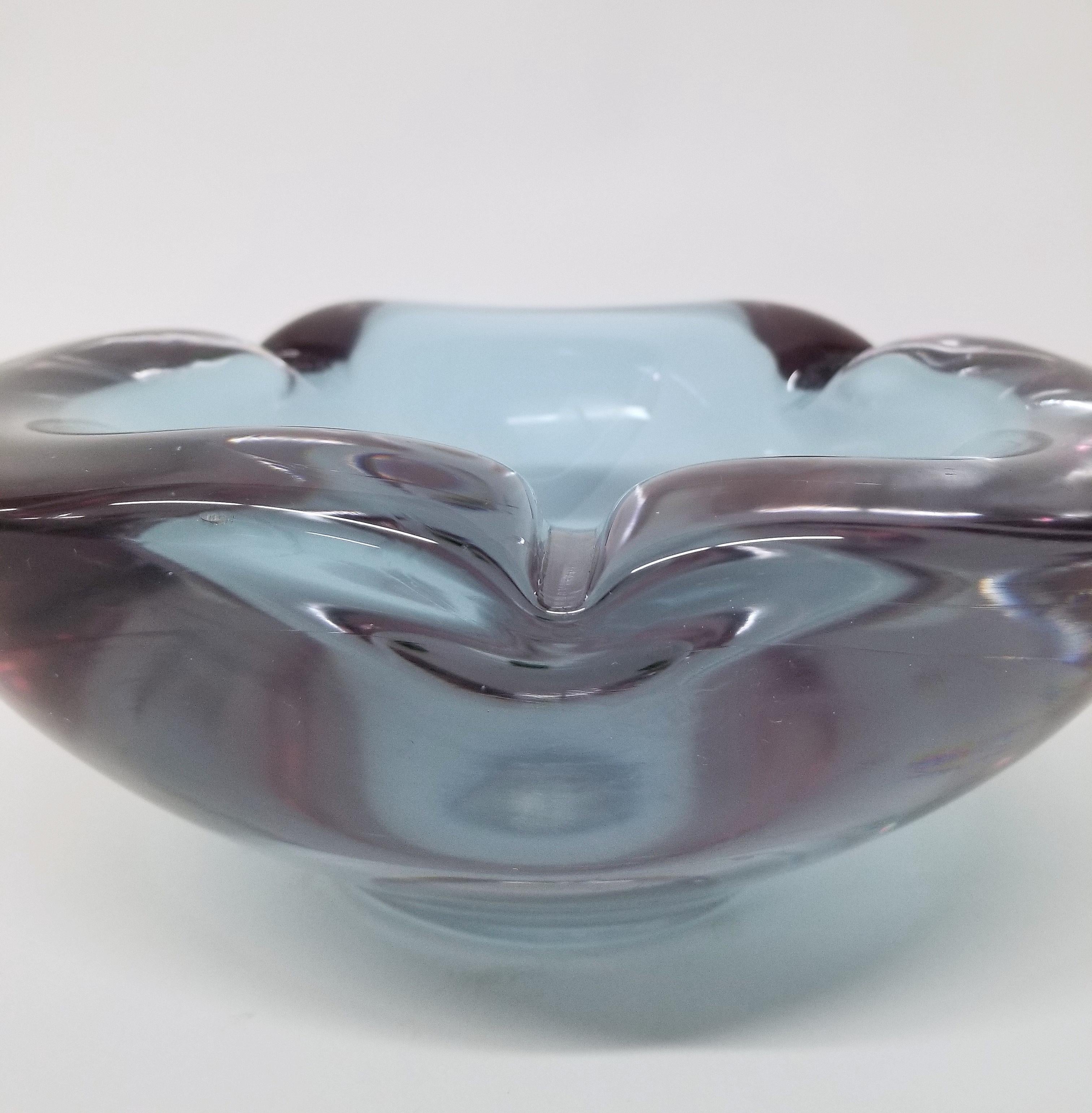 Art Glass Heavy Purple Murano Glass Ashtray by Renato Anatrà For Sale