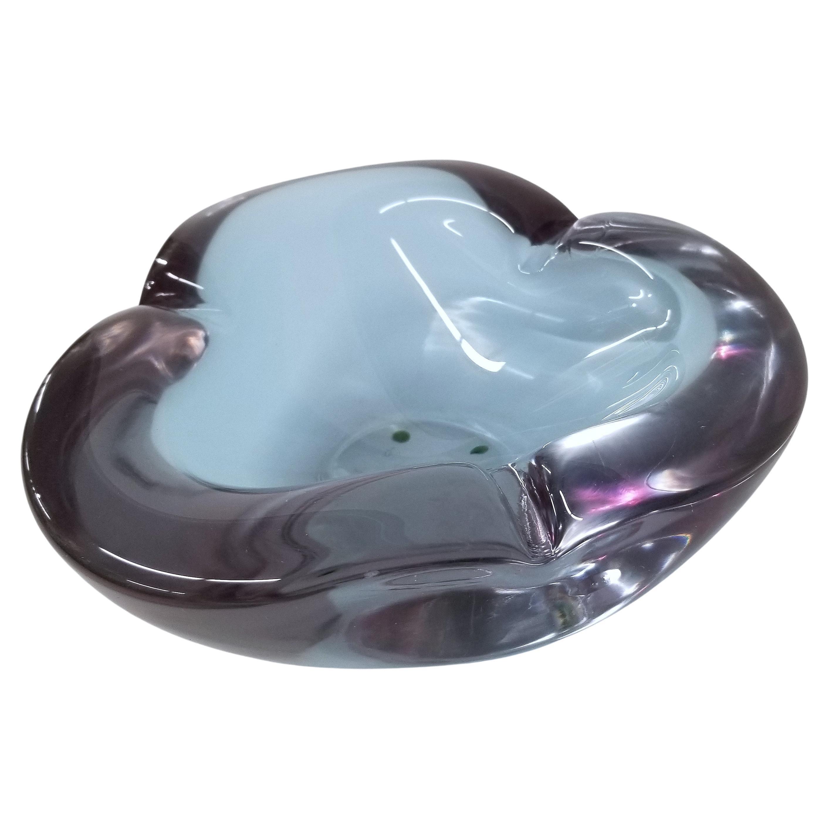 Heavy Purple Murano Glass Ashtray by Renato Anatrà