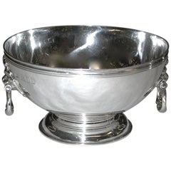 Heavy Quality Bowl With Lion Mask Handles on Collet Foot, 1917, London