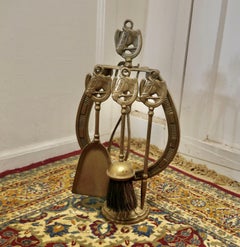 Heavy Quality Brass Fireside Companion Set, Horses