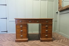 Heavy Quality Late Victorian Pitch Pine Pedestal Desk