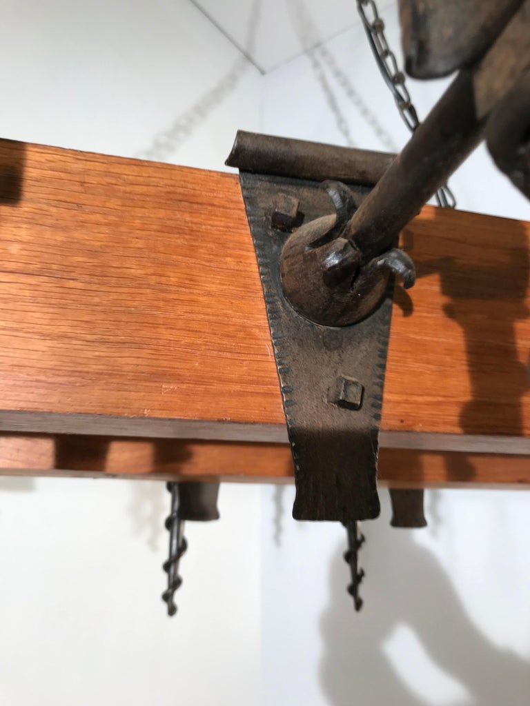 Heavy Quality Oak Beams and Wrought Iron Torches Arts and Crafts