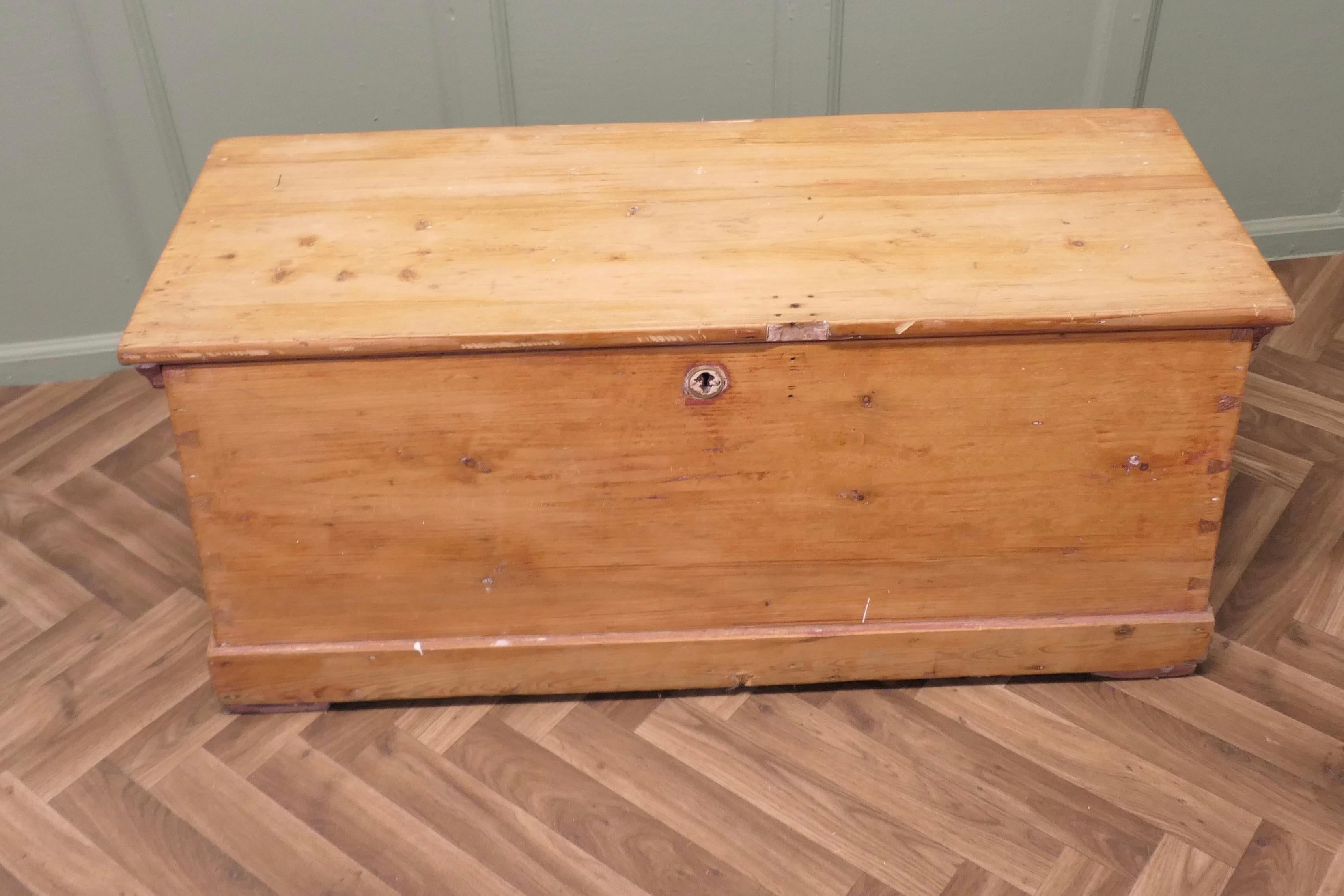 Victorian Heavy Quality Pine Carriage Trunk For Sale
