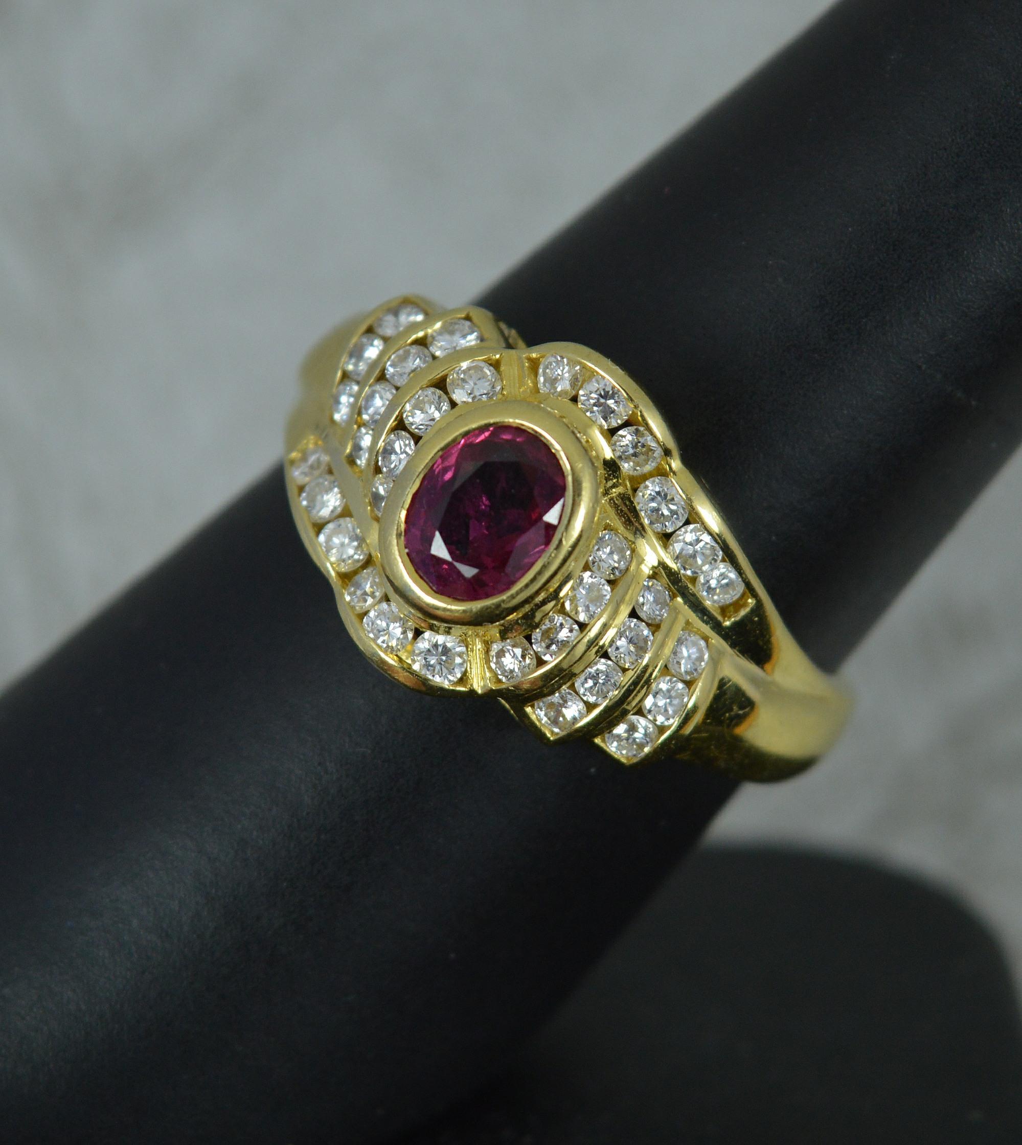 Heavy Quality Ruby and Vs Diamond Cluster Ring 5
