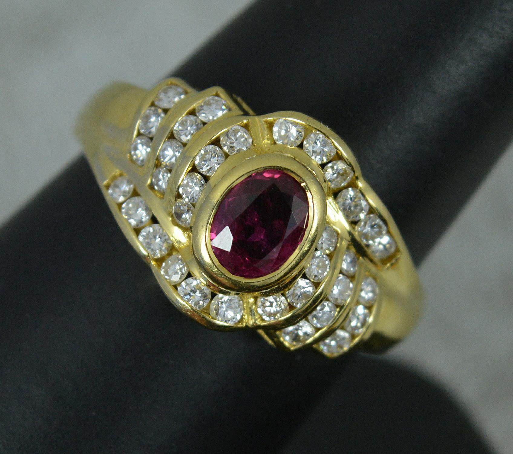 Heavy Quality Ruby and Vs Diamond Cluster Ring 6