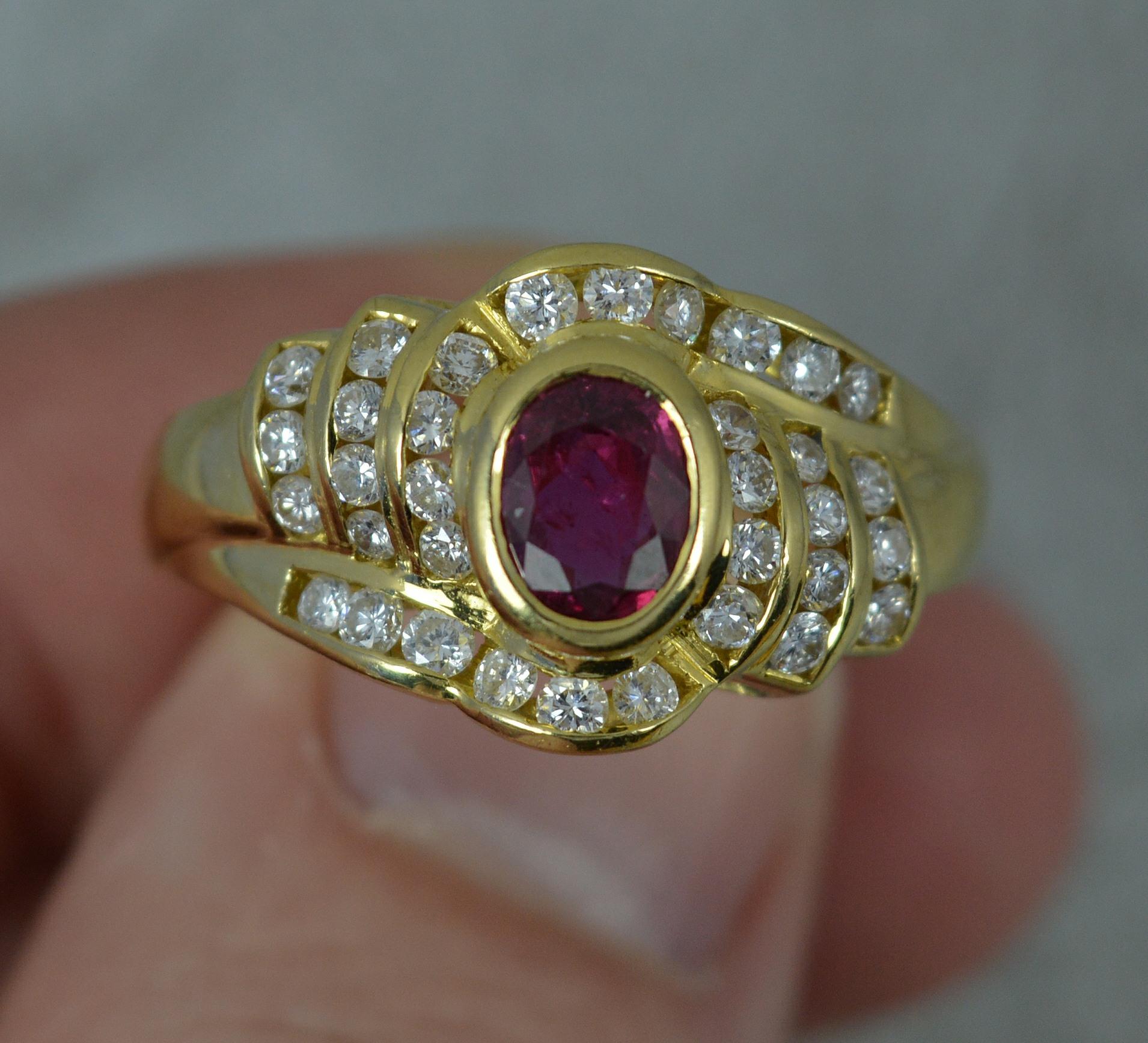 Women's Heavy Quality Ruby and Vs Diamond Cluster Ring