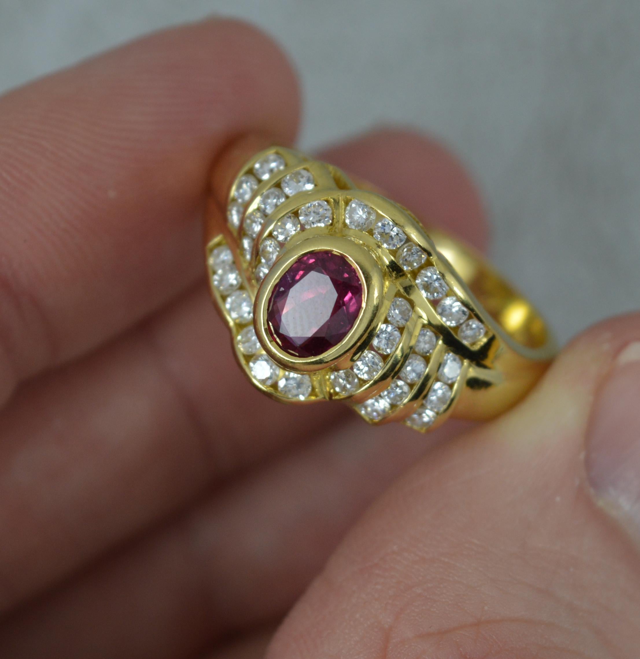 Heavy Quality Ruby and Vs Diamond Cluster Ring 2