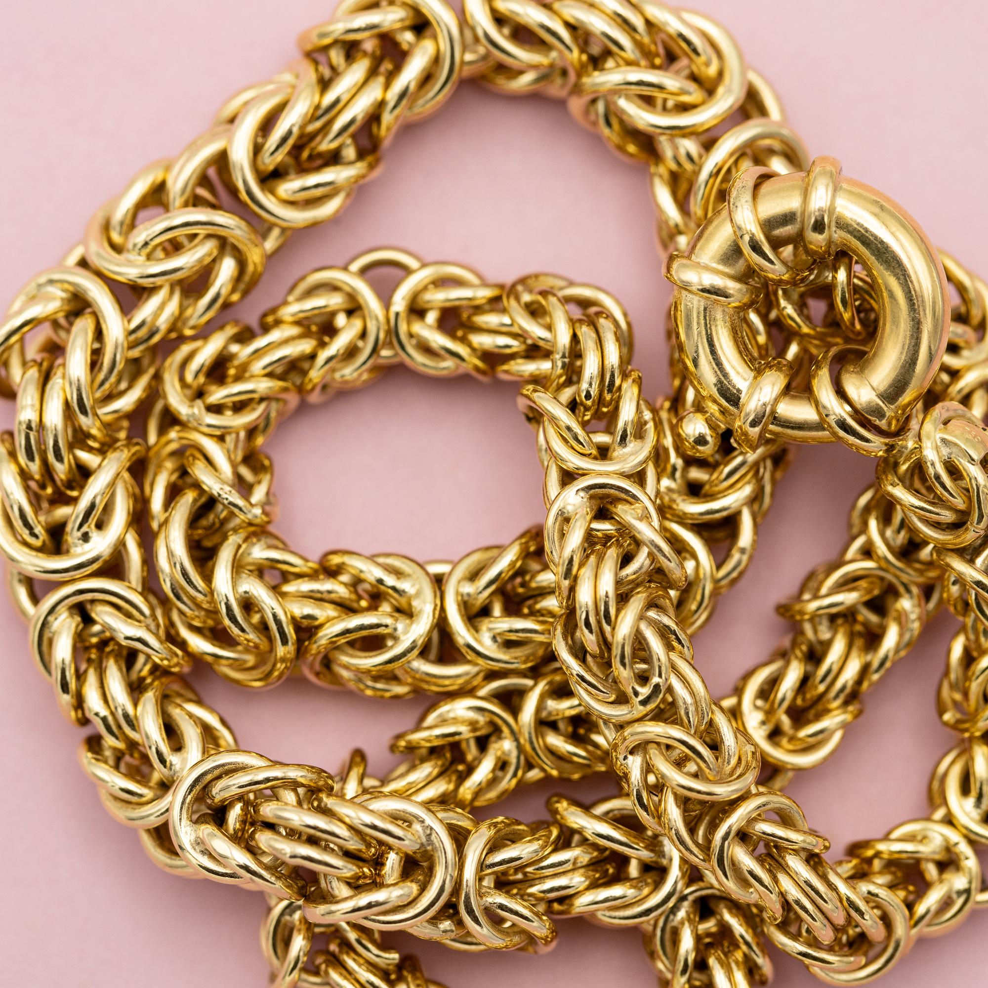 Heavy retro 18k Byzantine chain - solid gold necklace - 43.2 gram - 18.1 inch 5