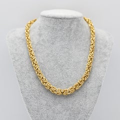 Heavy retro 18k Byzantine chain - solid gold necklace - 43.2 gram - 18.1 inch