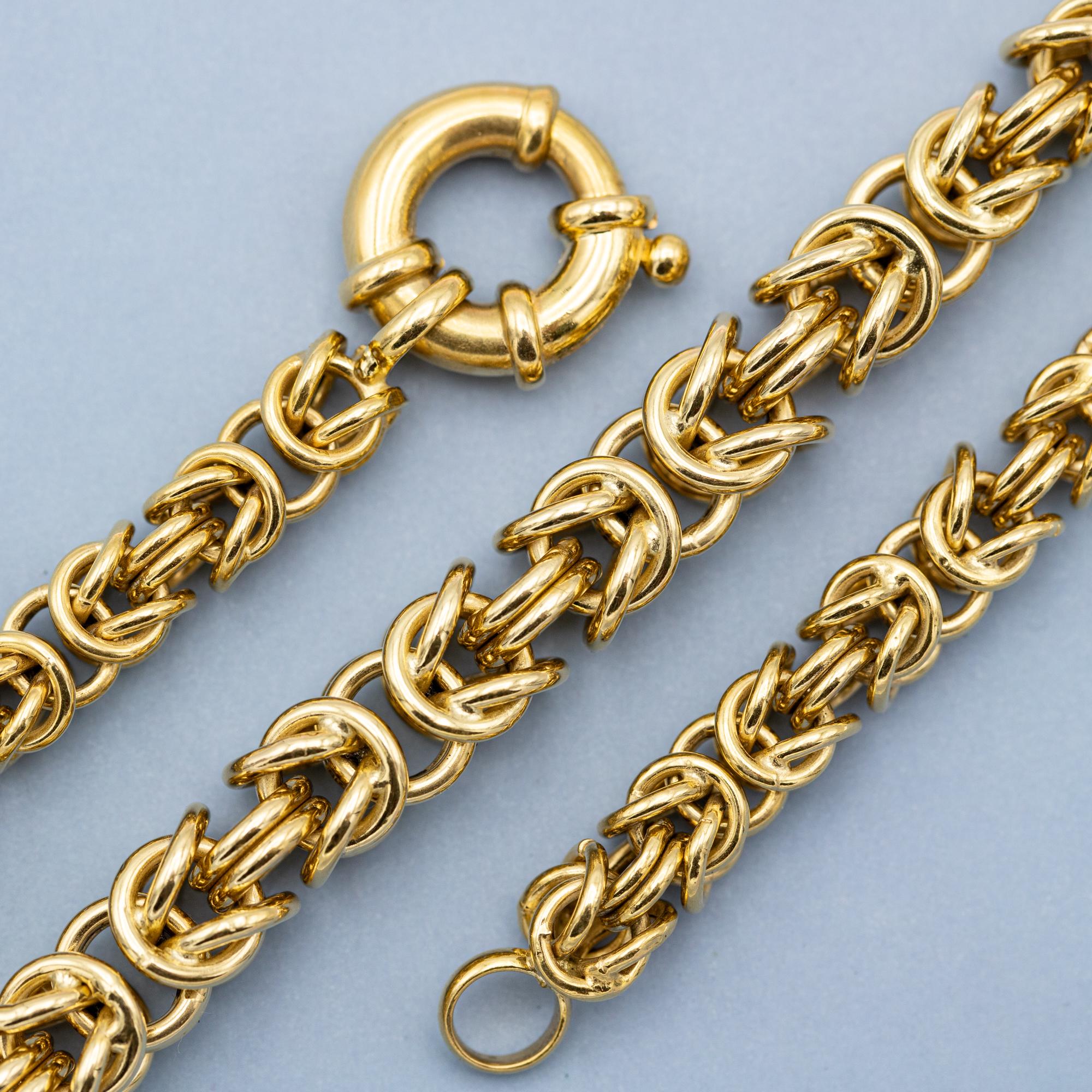 Heavy retro 18k Byzantine chain - solid gold necklace - 43.2 gram - 18.1 inch 1