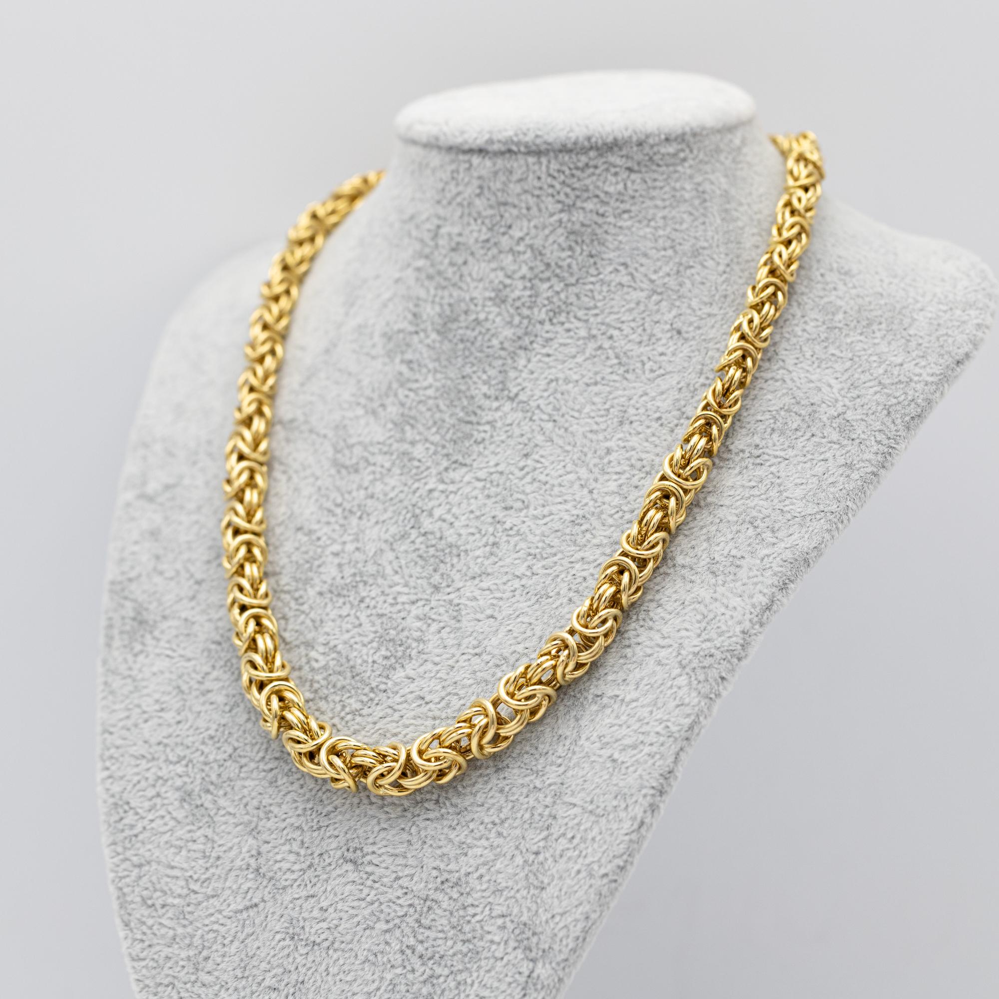 Heavy retro 18k Byzantine chain - solid gold necklace - 43.2 gram - 18.1 inch 3