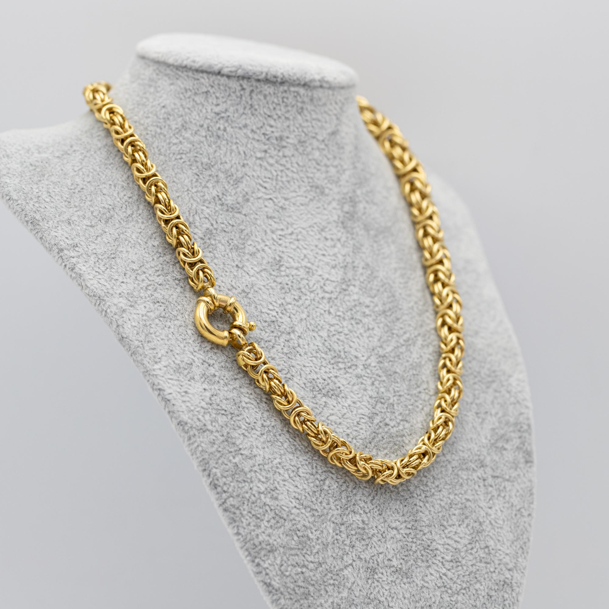 Heavy retro 18k Byzantine chain - solid gold necklace - 43.2 gram - 18.1 inch 4