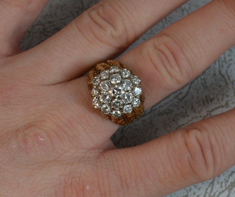Heavy Retro 2.4 Carat Diamond 18 Carat Gold Cluster Ring For Sale at ...