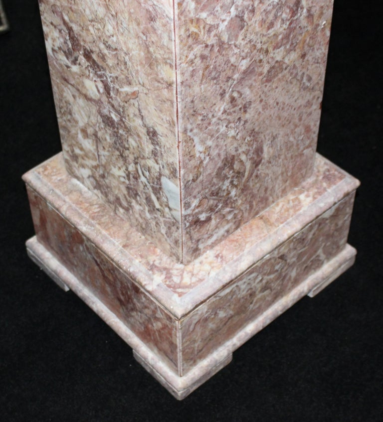 Heavy Rouge Marble Pedestal For Sale at 1stdibs
