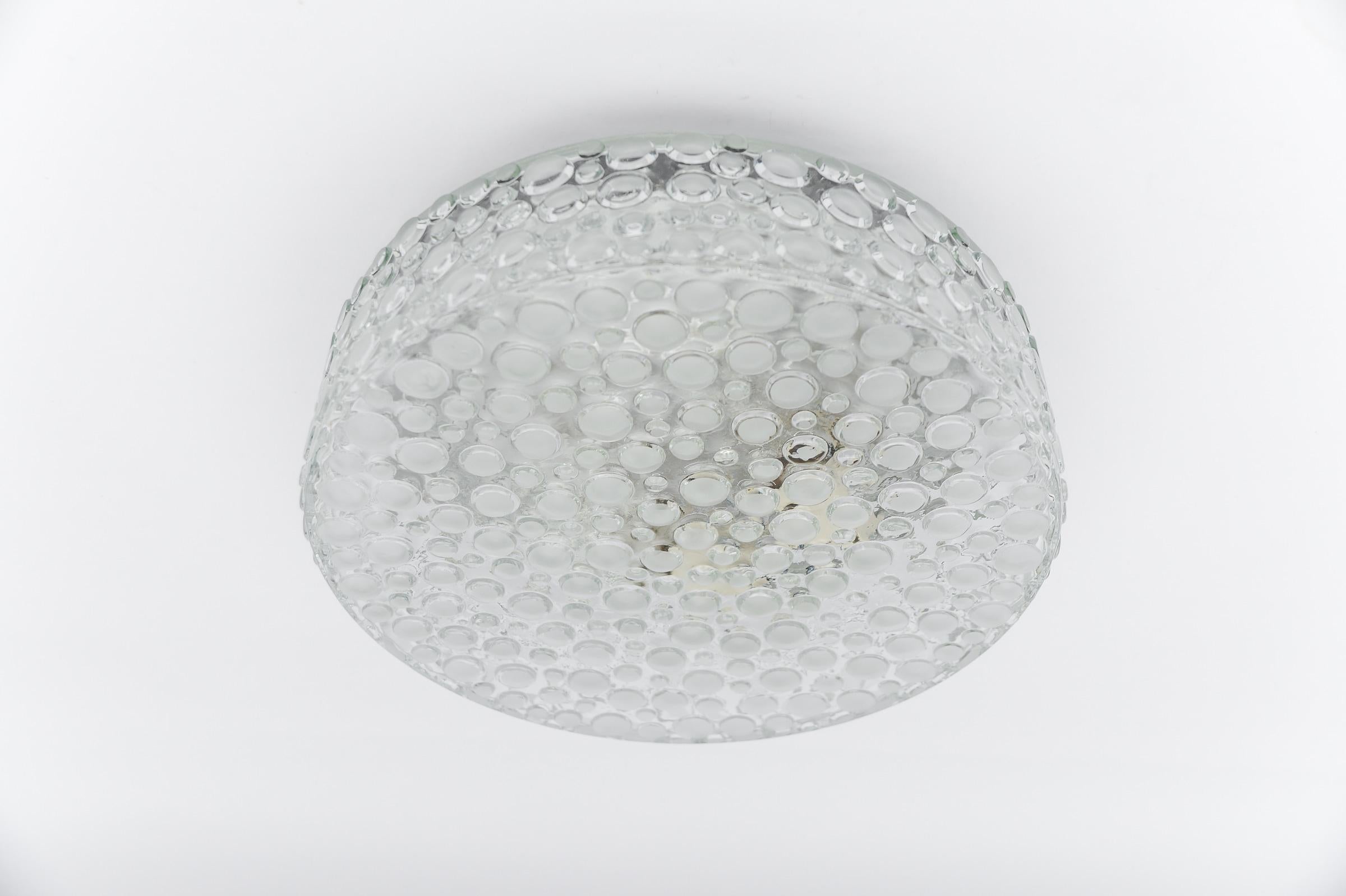 Lampada da incasso o da parete a bolla in vetro trasparente e satinato, anni '60 in vendita 1