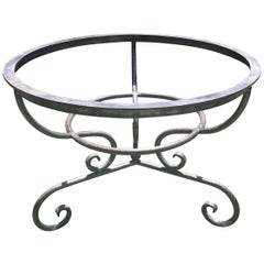 Heavy Round French Polished Steel Table Base