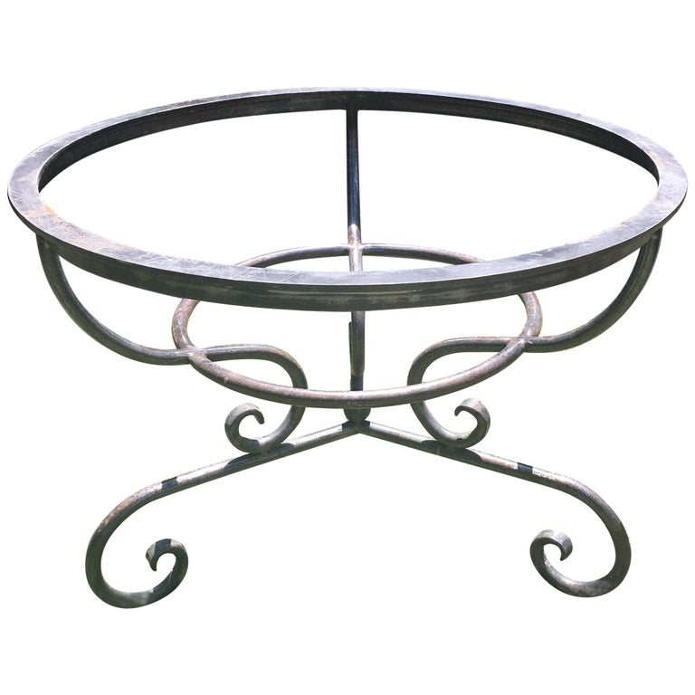 Heavy Round French Polished Steel Table Base at 1stDibs