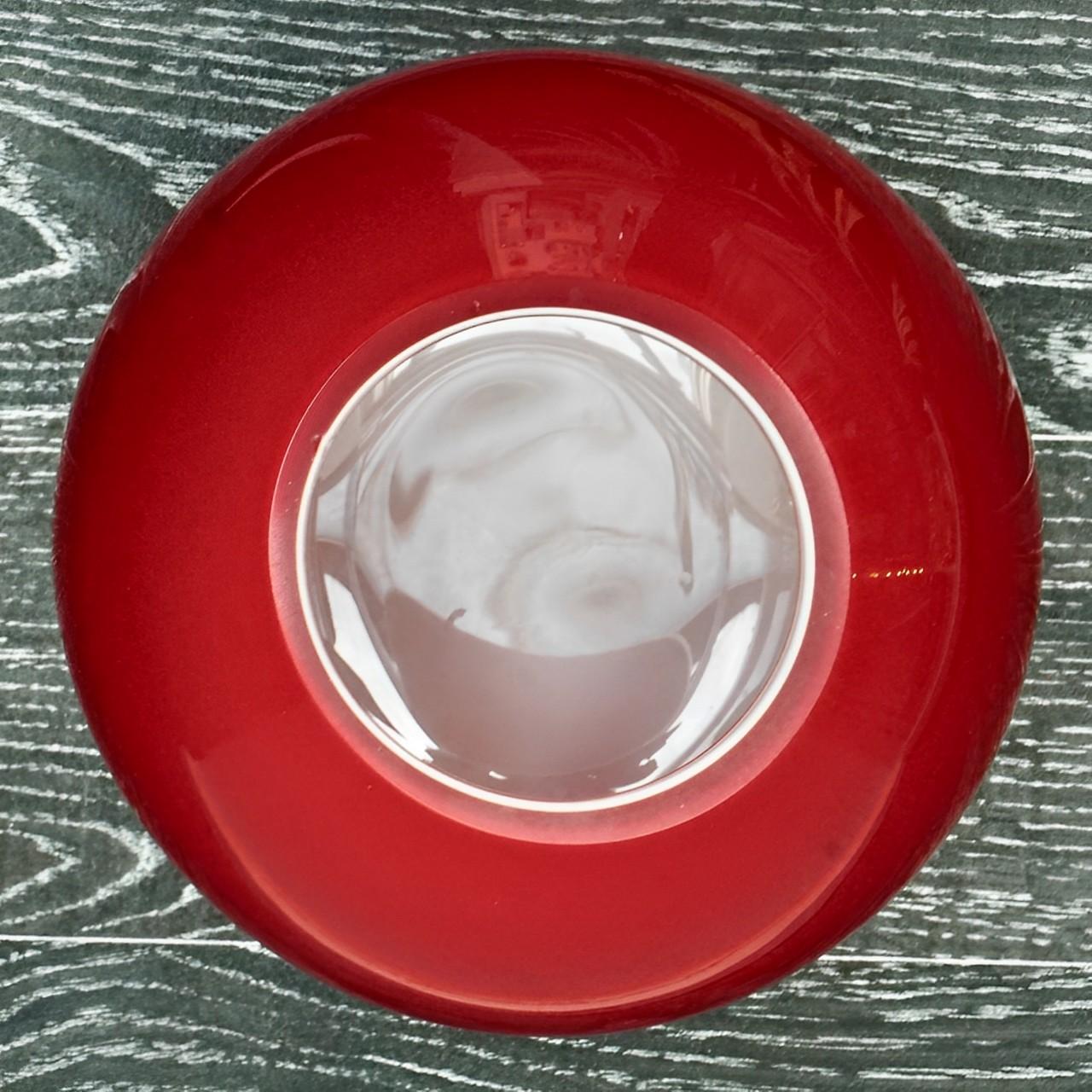 Inconnu Lourd vase Ball and Ball en verre d'art rouge avec intérieur blanc circa 1970 en vente