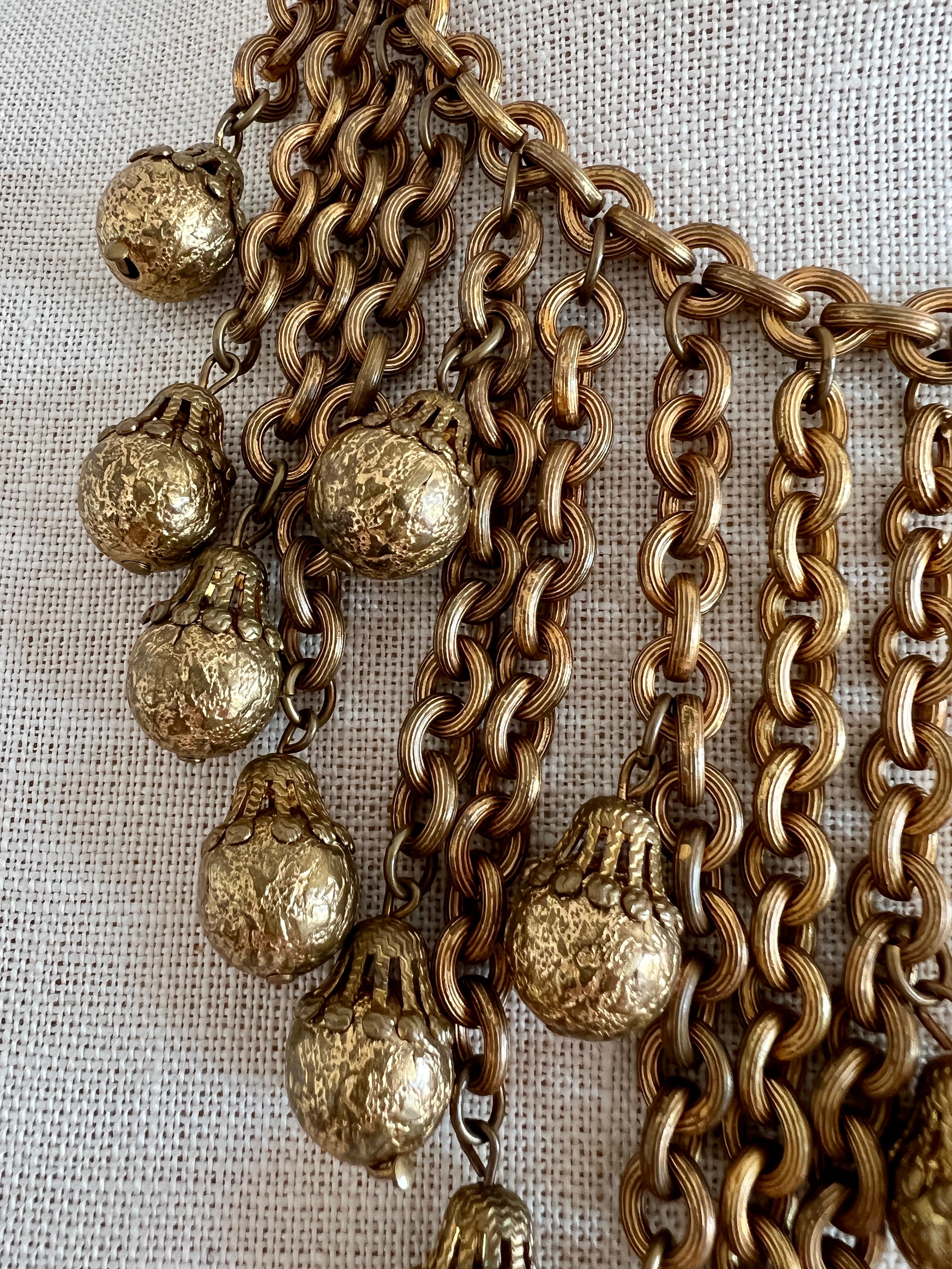 Miriam Haskell, collier choker à boules et pompons en or russe lourd, non signé Bon état - En vente à Sausalito, CA