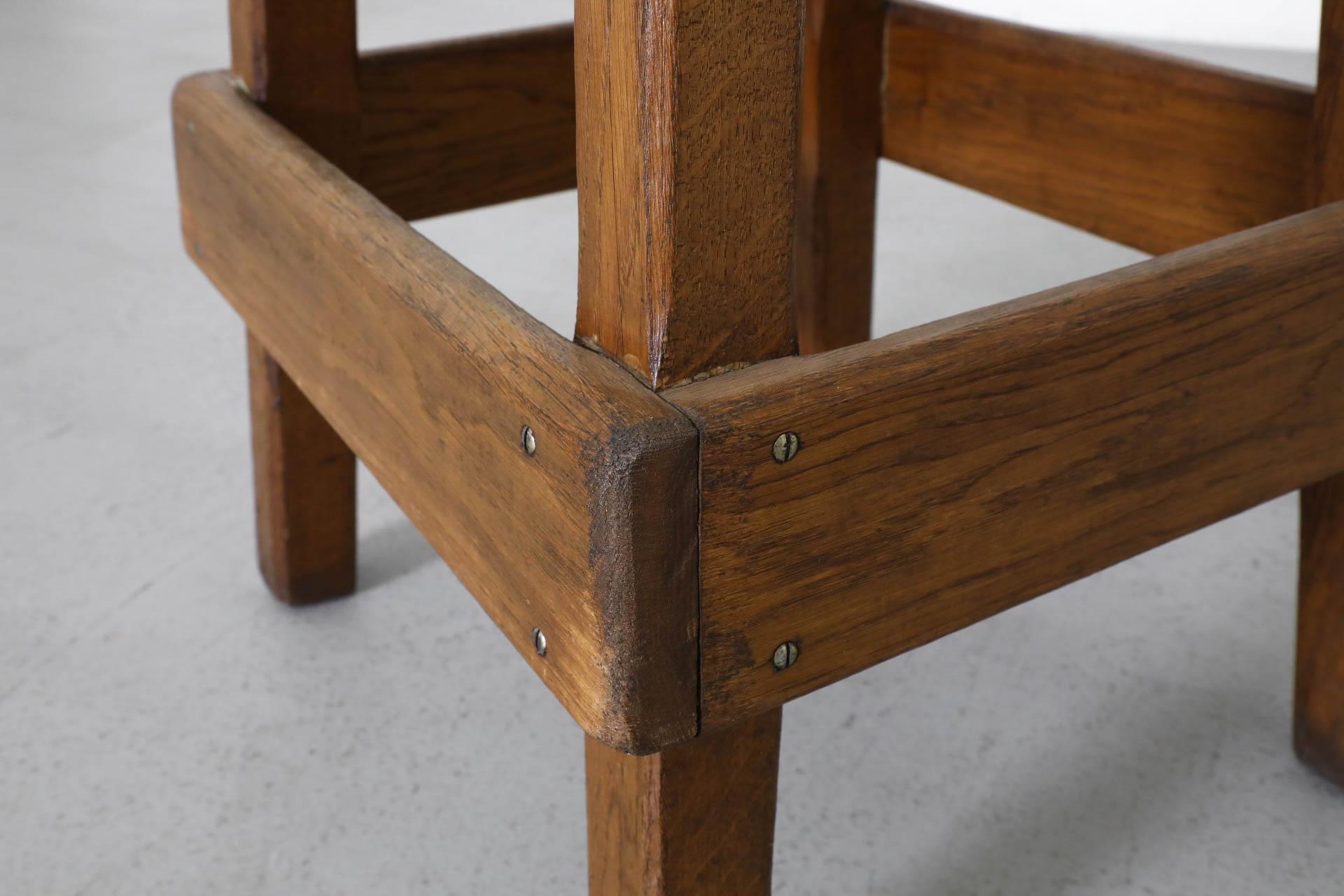 Einzelne schwere rustikale Eiche Brutalist Bar Höhe Hocker im Angebot 5