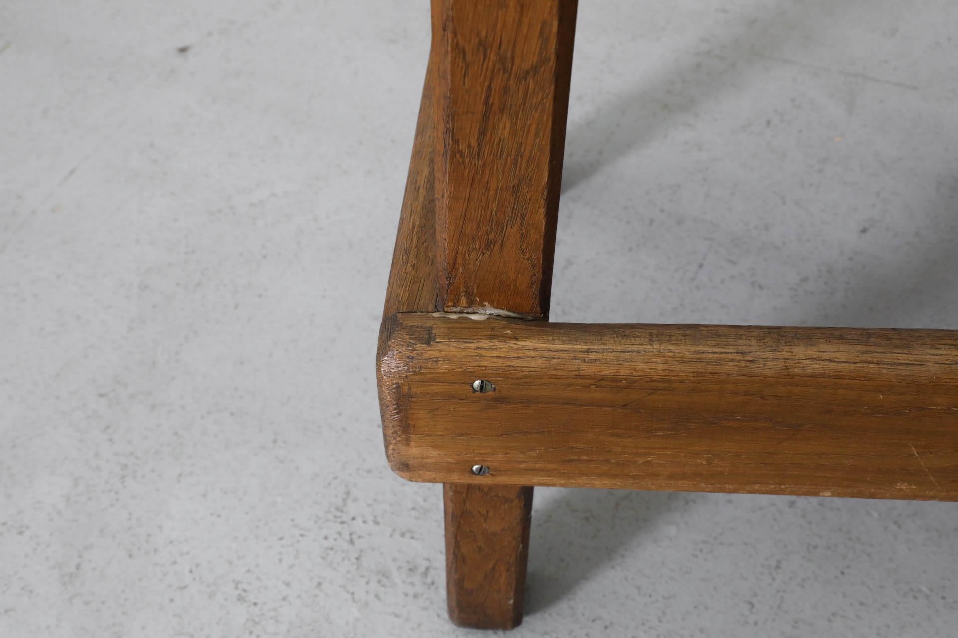 Einzelne schwere rustikale Eiche Brutalist Bar Höhe Hocker im Angebot 7