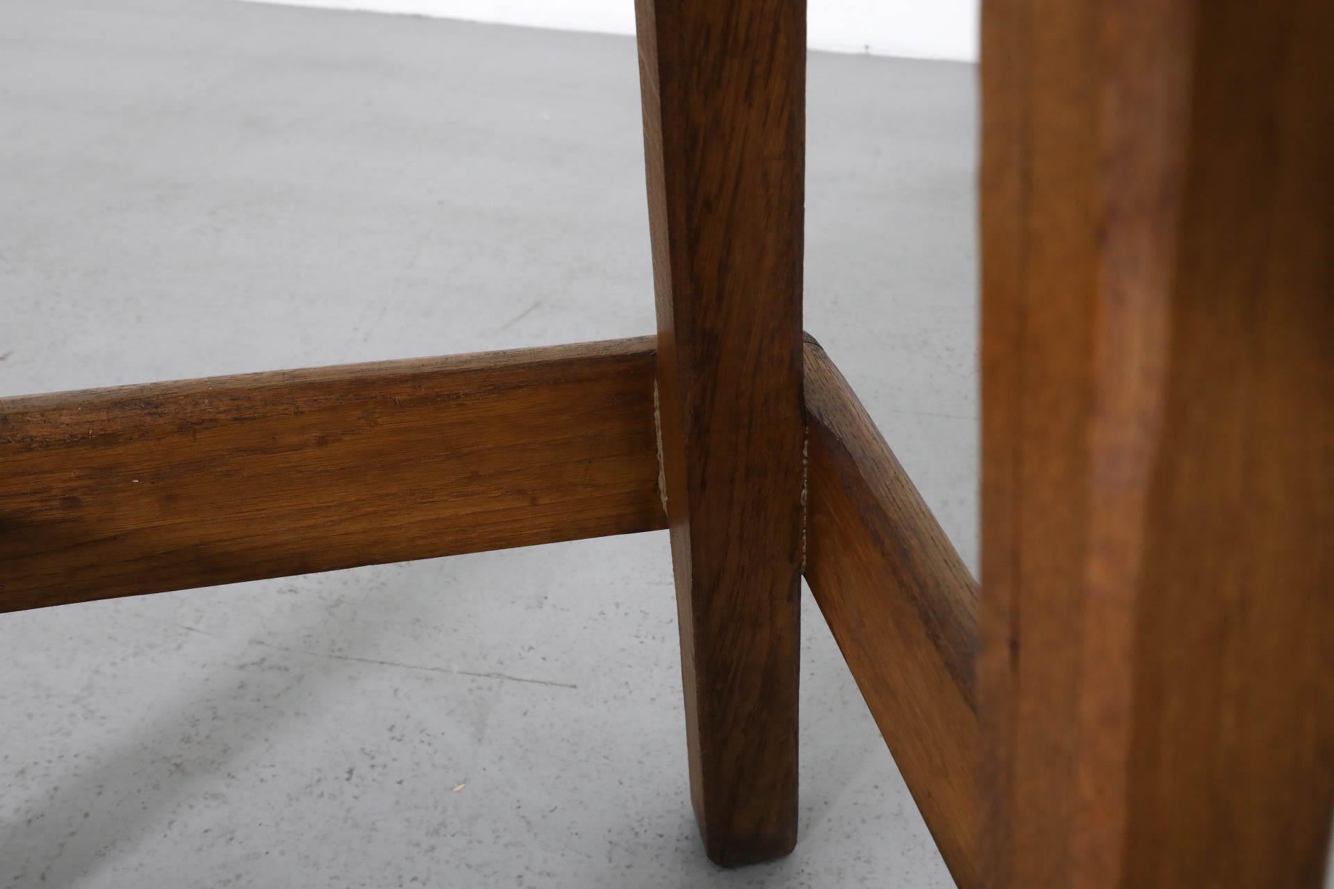 Einzelne schwere rustikale Eiche Brutalist Bar Höhe Hocker im Angebot 8