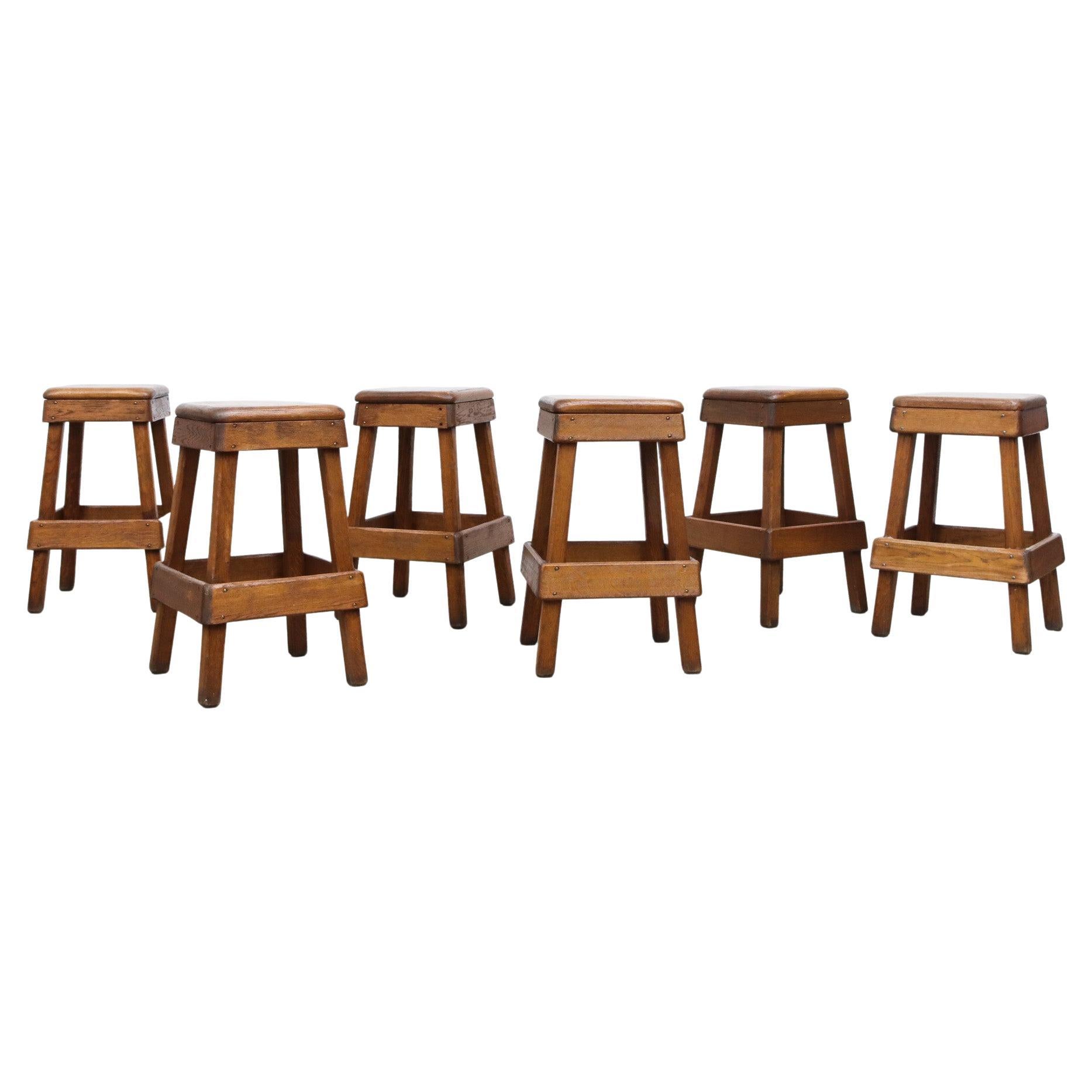 Brutalist Bar Stools in Solid Oak, Set of Three at 1stDibs bar stool sets
