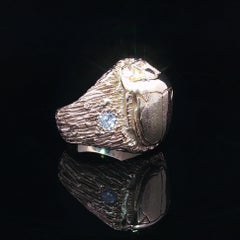 Heavy Scarab 14k Yellow Gold 0.34ctw Diamond Textured Detailed Ring