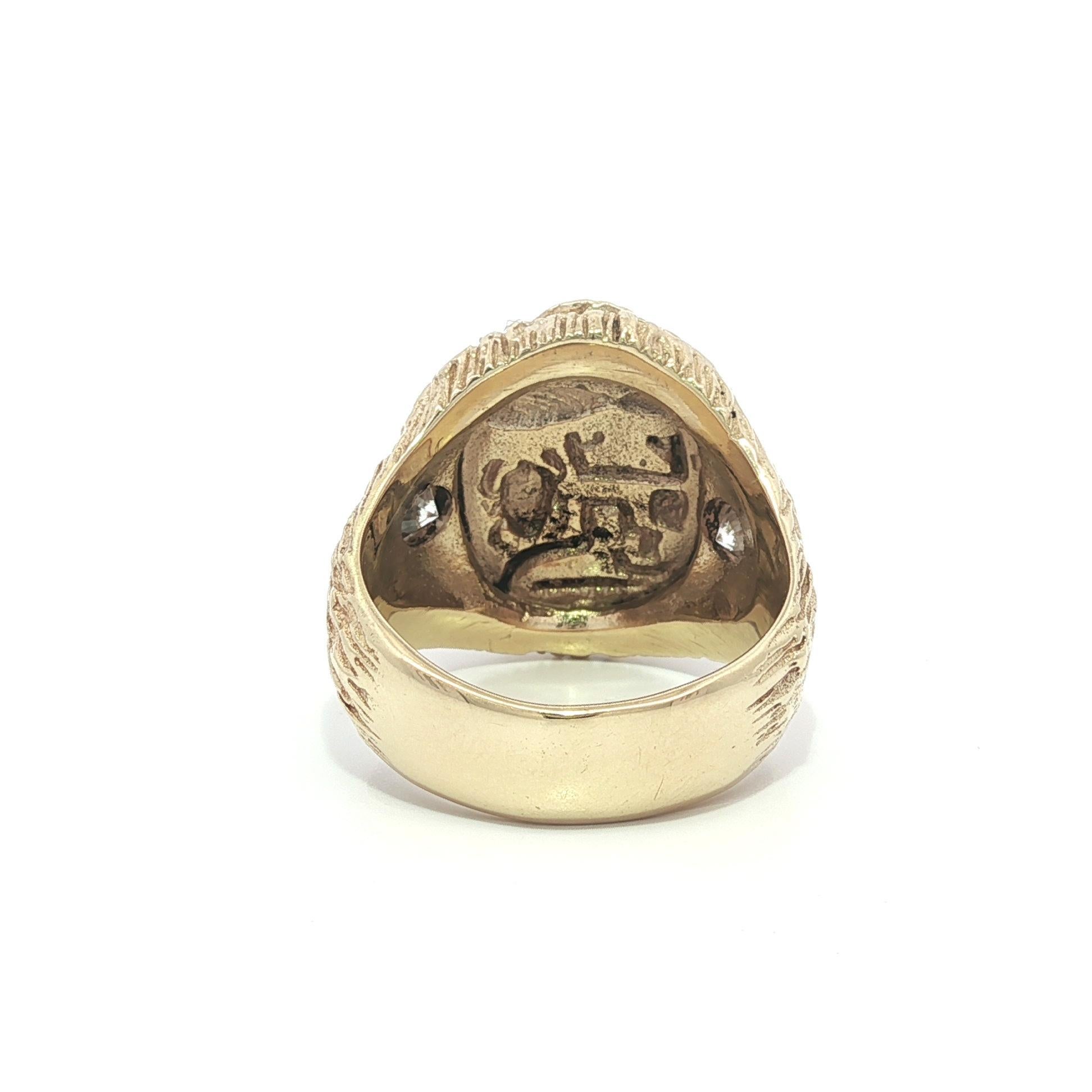 Anillo Escarabajo Pesado Oro Amarillo 14k 0,34ctw Diamante Textura Detallada en venta 4