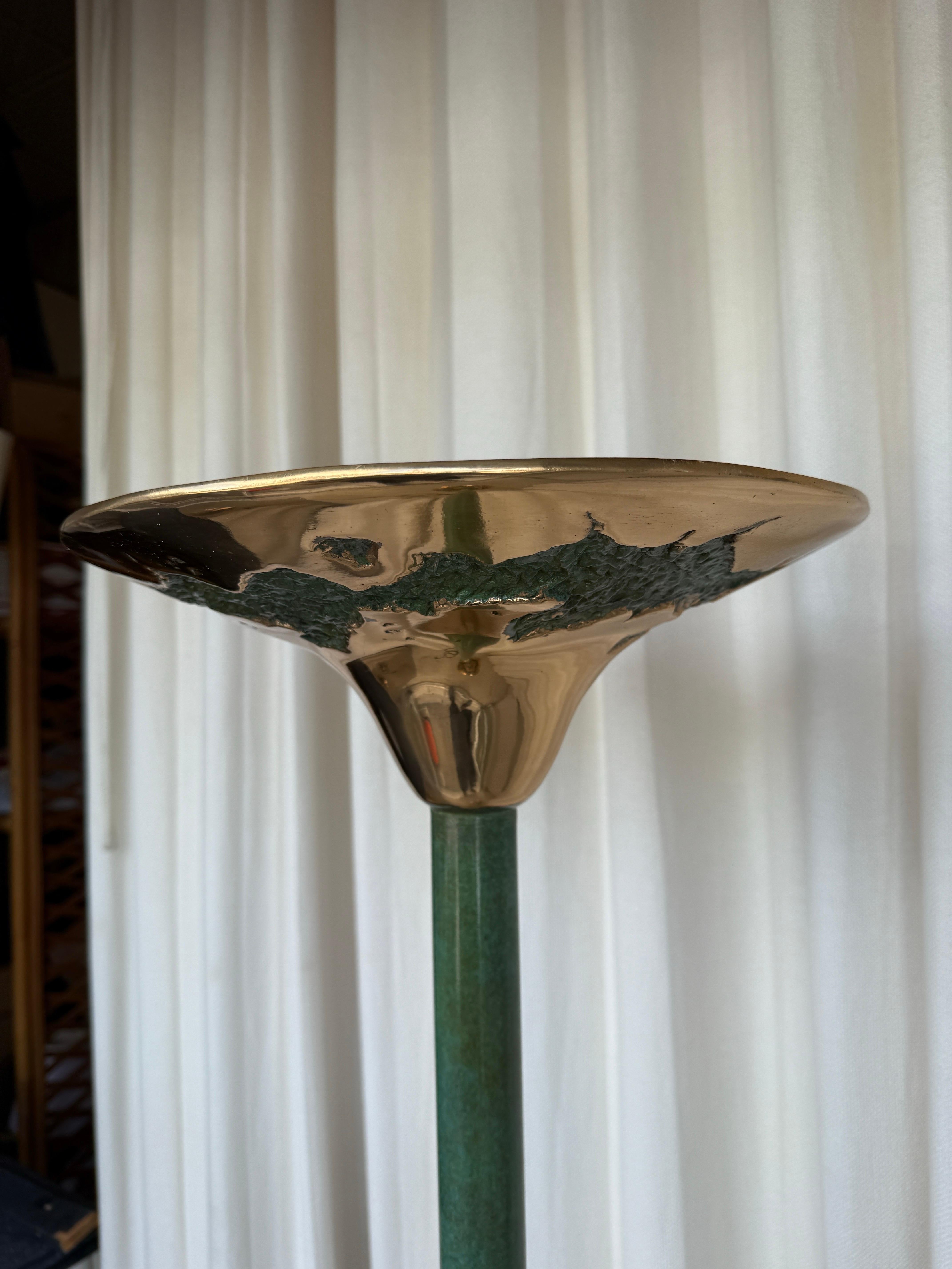 Heavy Sculptural Bronze Torchiere / Up light Lamp by Valenti (SIGNED) For Sale 6